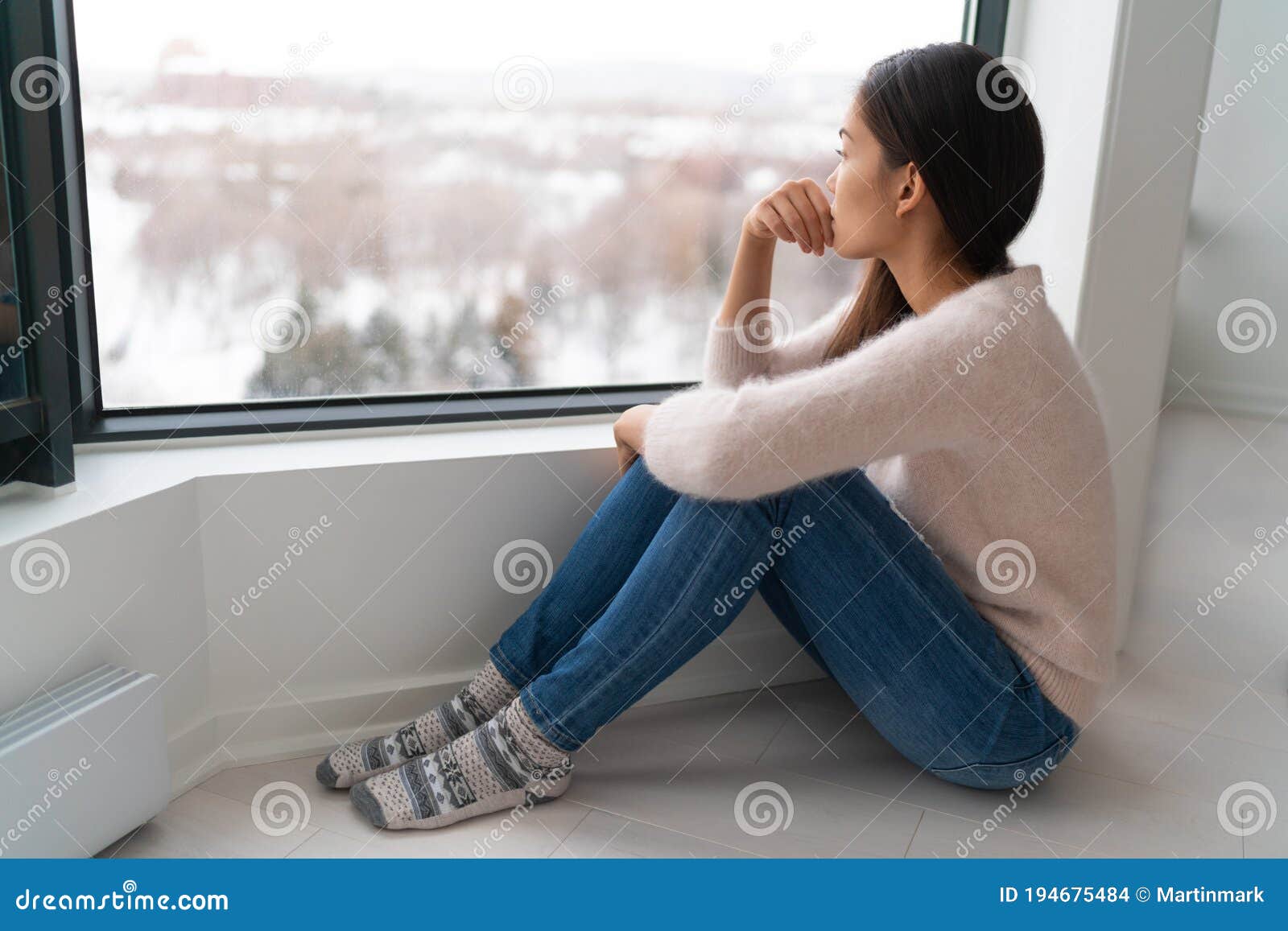 Depressed Young Girl Feeling Sad an Lonely, Anxious Looking Out ...