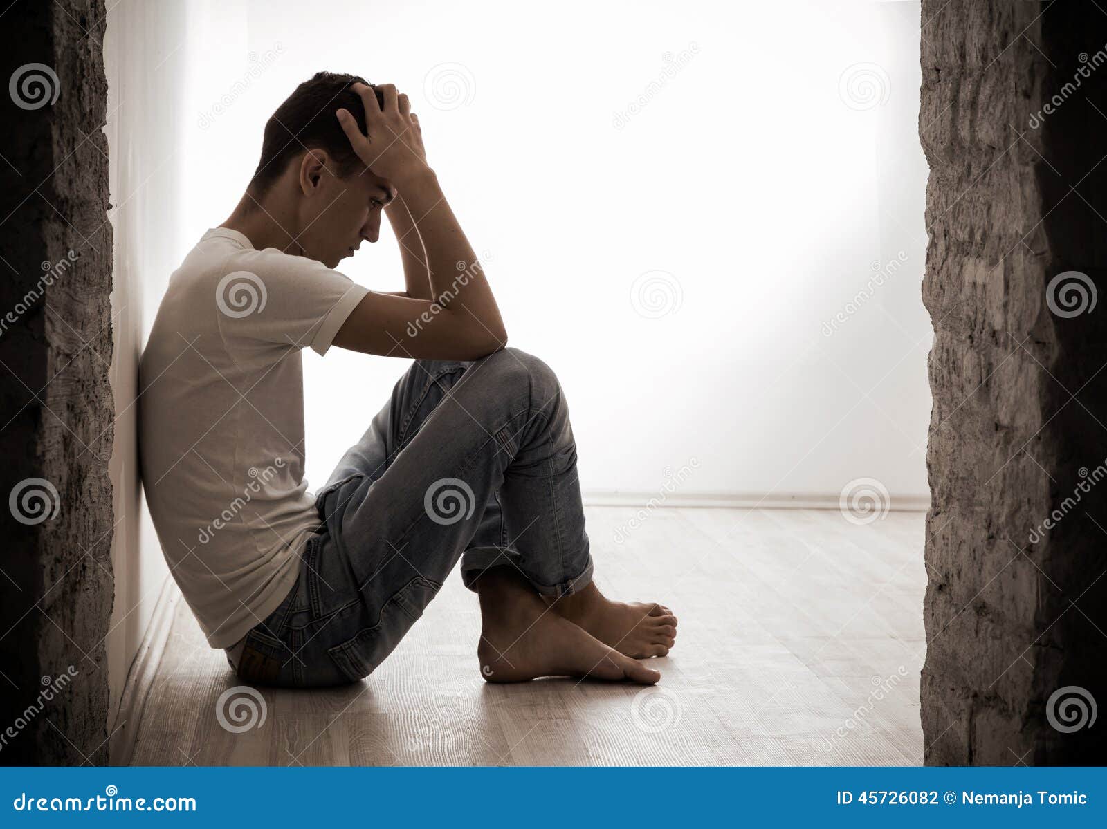 Depressed stock photo. Image of portrait, loss, floor - 45726082