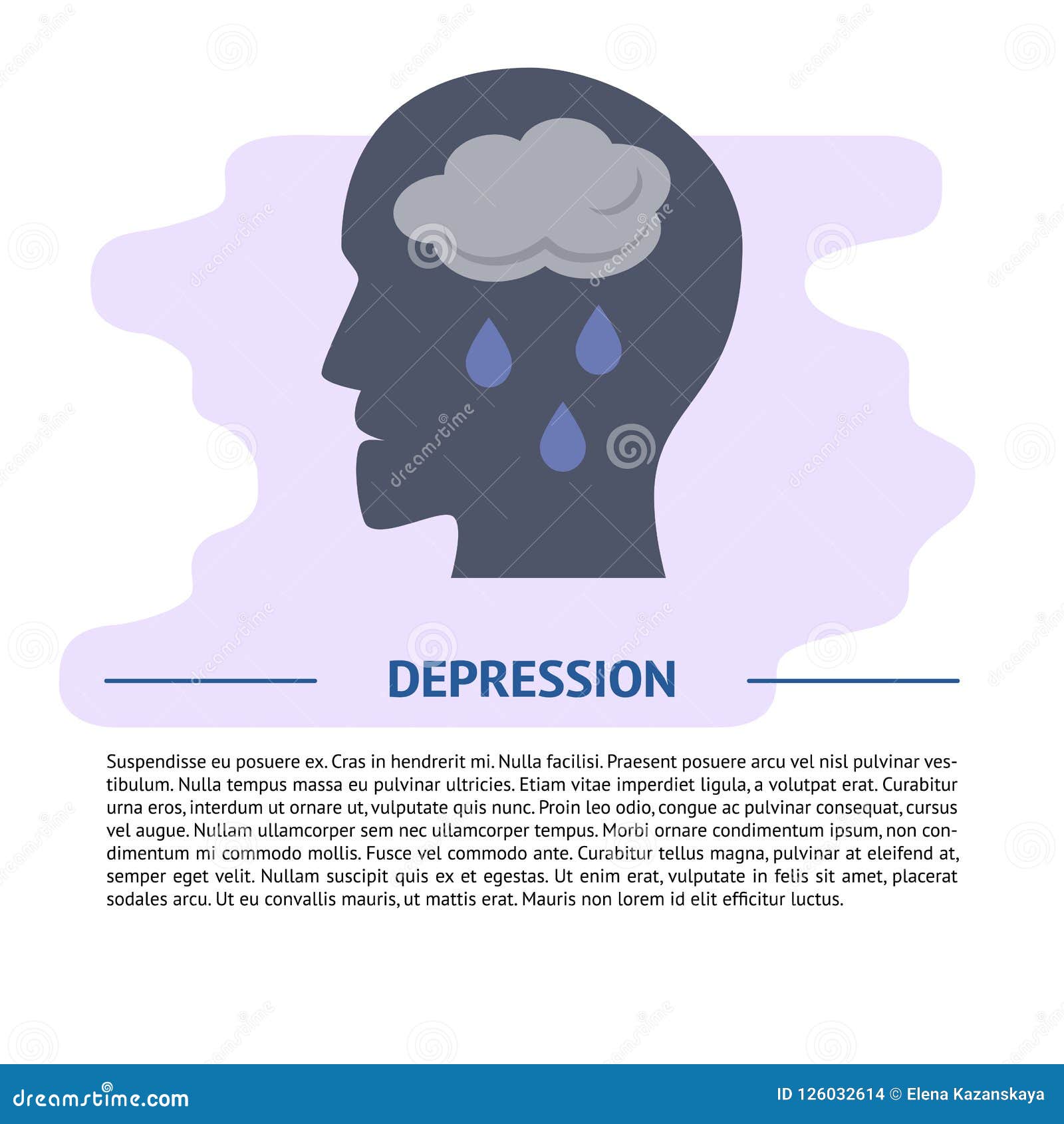 Depression Concept Illustration in Flat Style with Text Stock Vector ...