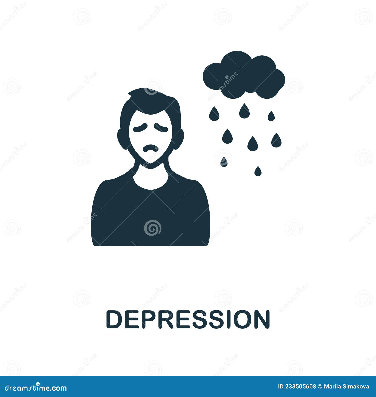 Depression Icon. Monochrome Sign from Psychotherapy Collection ...