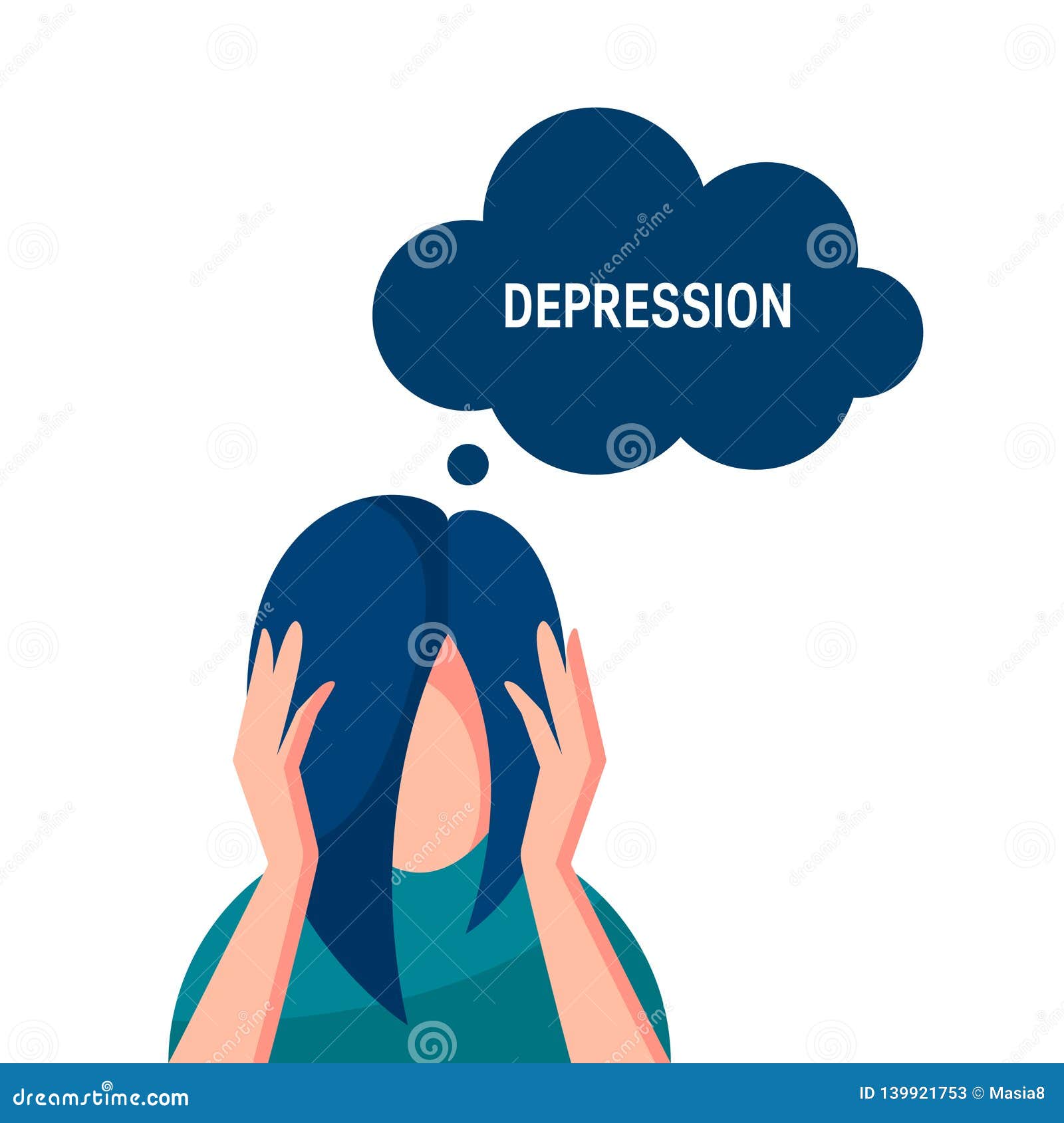 Depression Vector Concept in Simple Flat Style Stock Vector ...