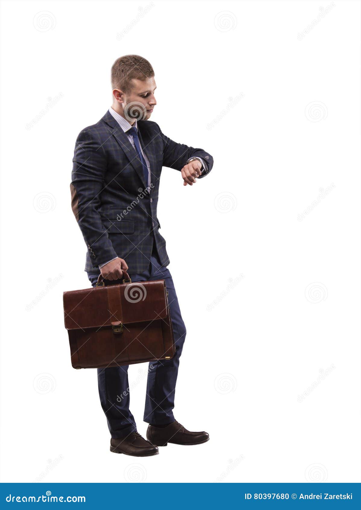 Der Elegante Mann In Einer Klage Mit Einem Aktenkoffer Stockfoto Bild Von Elegante Aktenkoffer