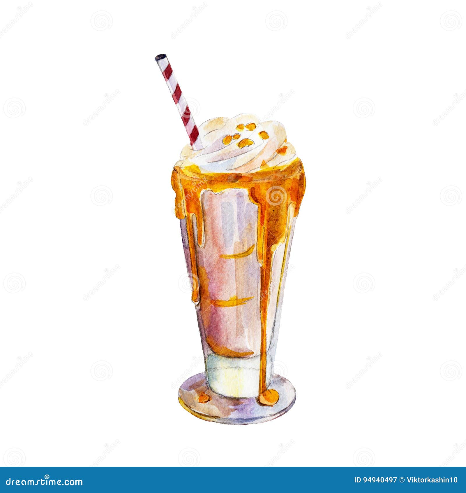 Der Milchshake Mit Karamell Und Eiscreme, Aquarellillustration Stock ... Der Milchshake Mit Karamell Und Eiscreme, Aquarellillustration Stock ...