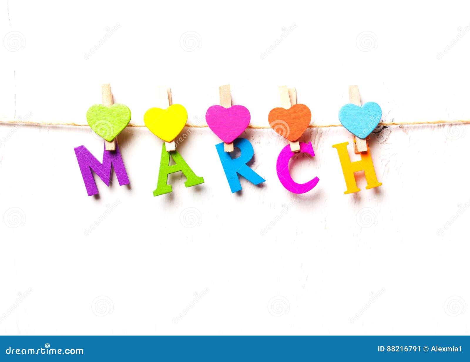 Der Monat M&auml;rz Der Farbigen Buchstaben Stockbild - Bild von zeichen