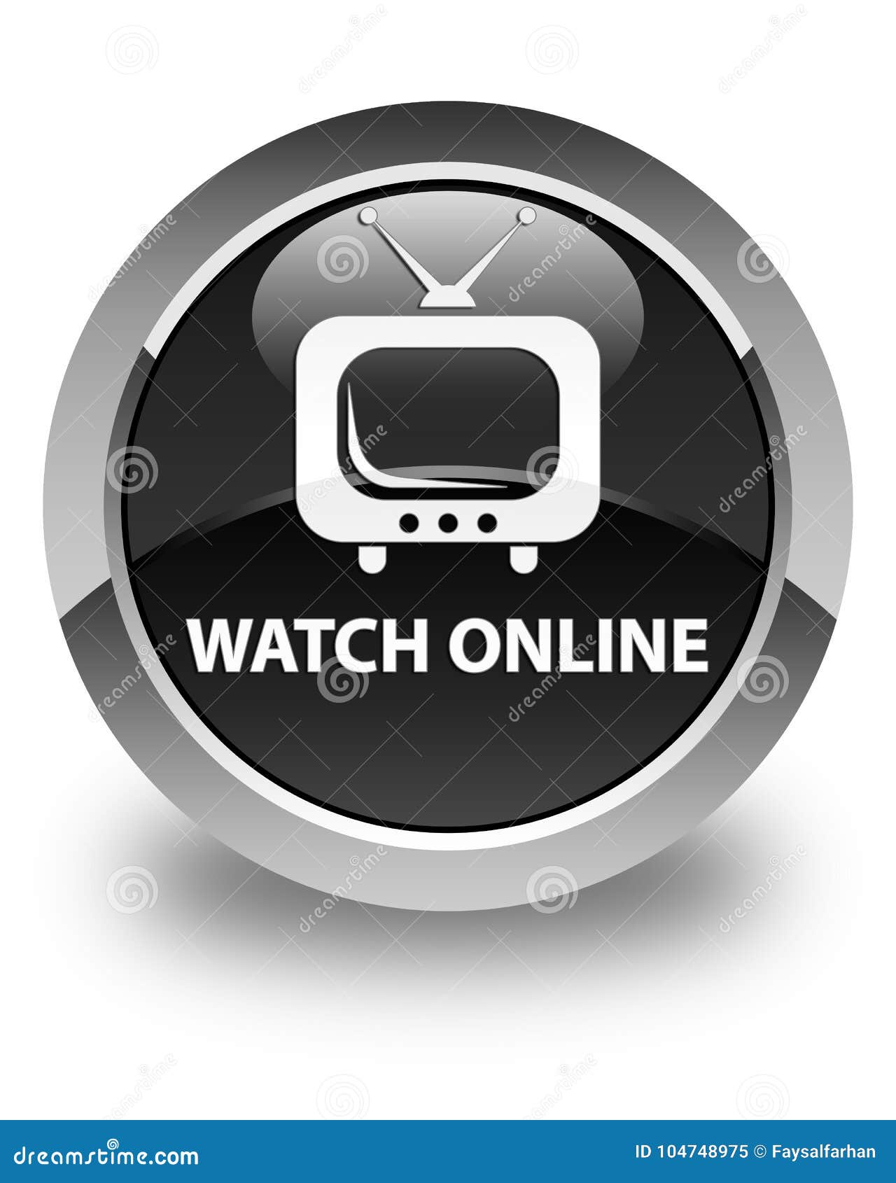 Der Uhr Glatter Schwarzer Runder Knopf Online Stock Abbildung