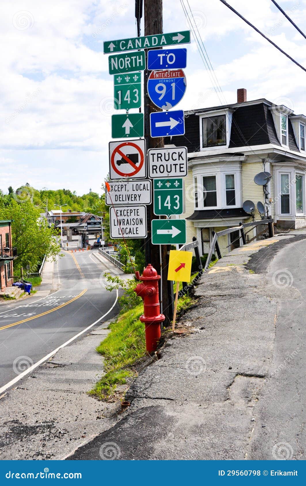 Derby Line signpost stock photo. Image of inspection 29560798