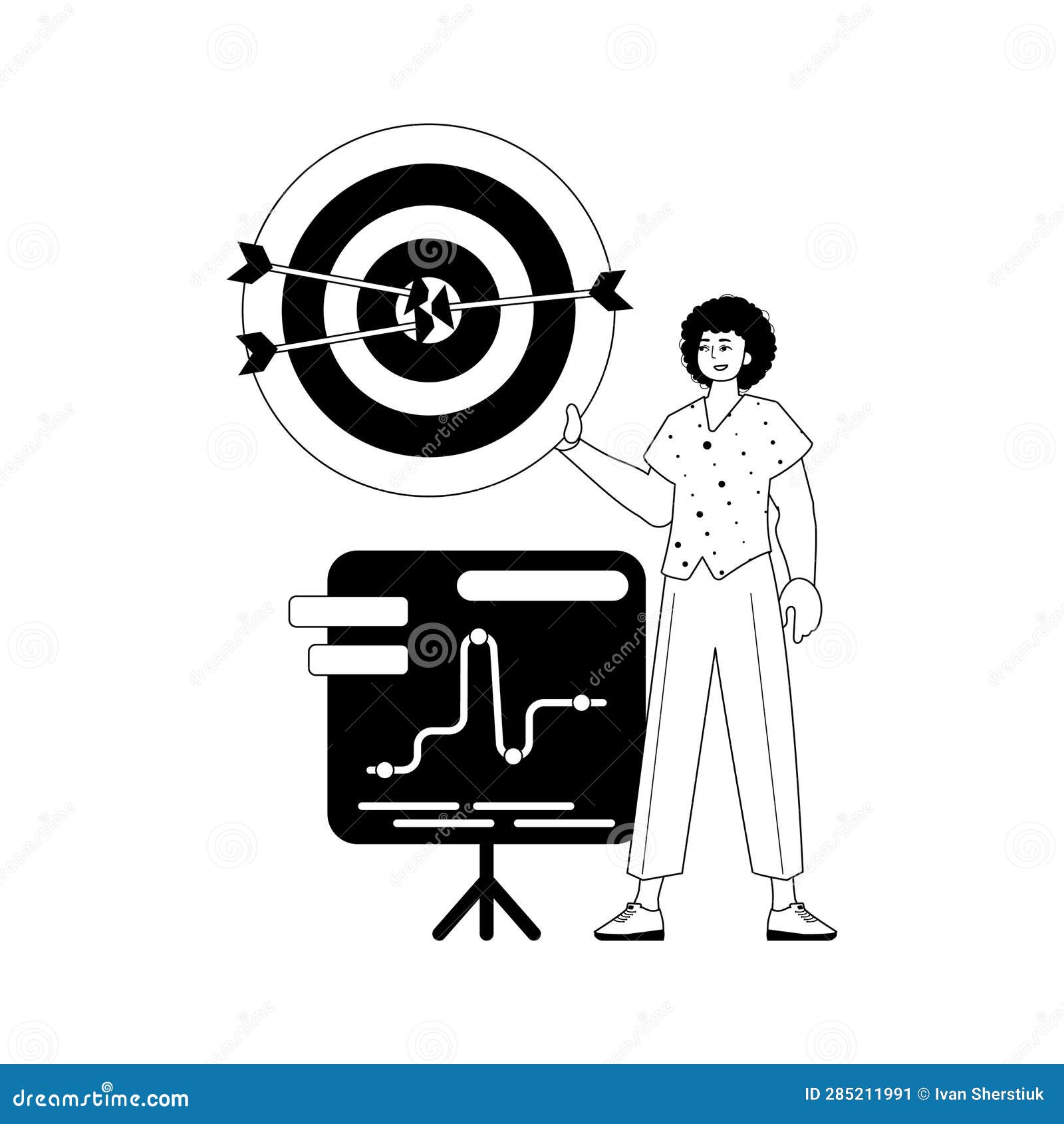 the derision with the graph . the arrow hits the raven . black and testis egg white linear stylus. trendy style, 