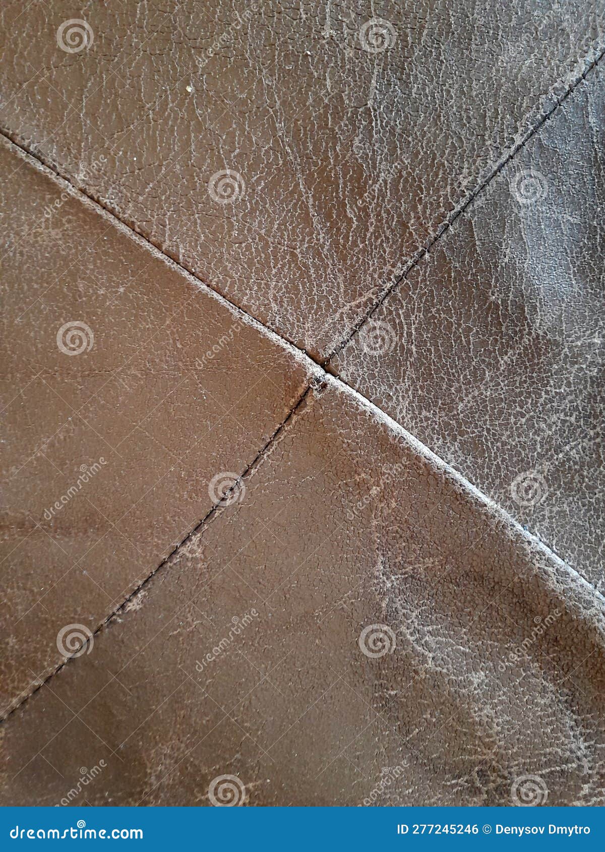 Dermantin. Worn Leather Patches. Antique Leather Upholstery Stock Photo