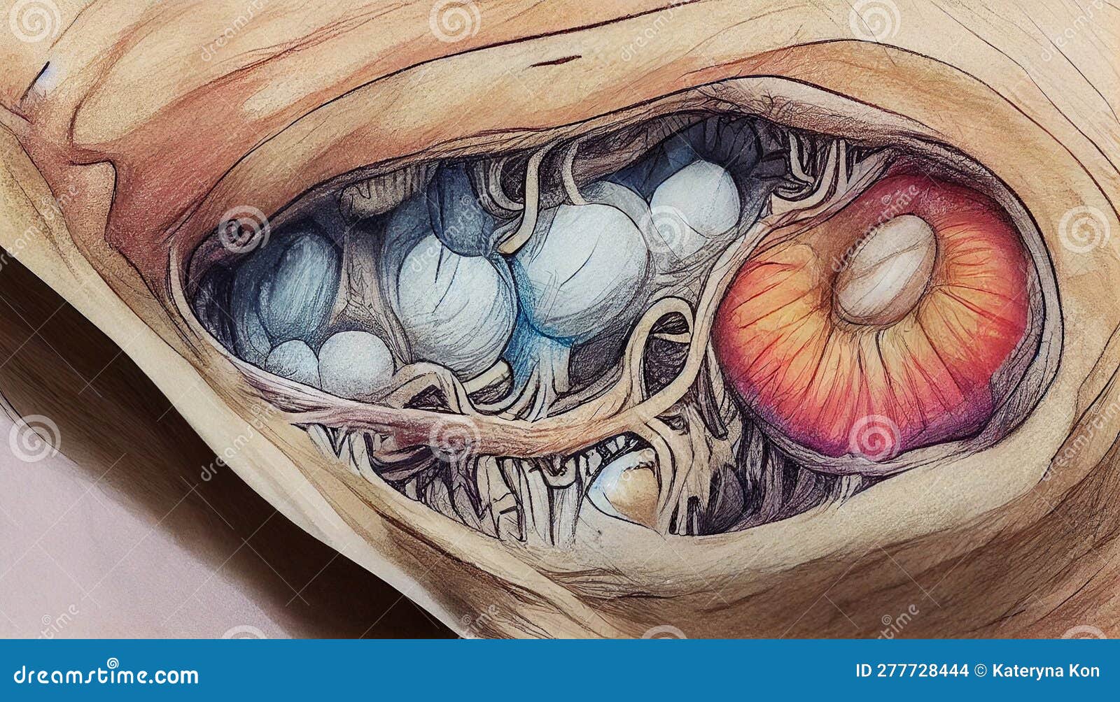 Dermoid Cyst Or Teratoma A Tumor That Contains Diverse Solid Tissues  Skin Teeth Hair Blood Bone And Other An Old Anatomy Textbook Style  Illustration Stock Photo Picture And Royalty Free Image Image