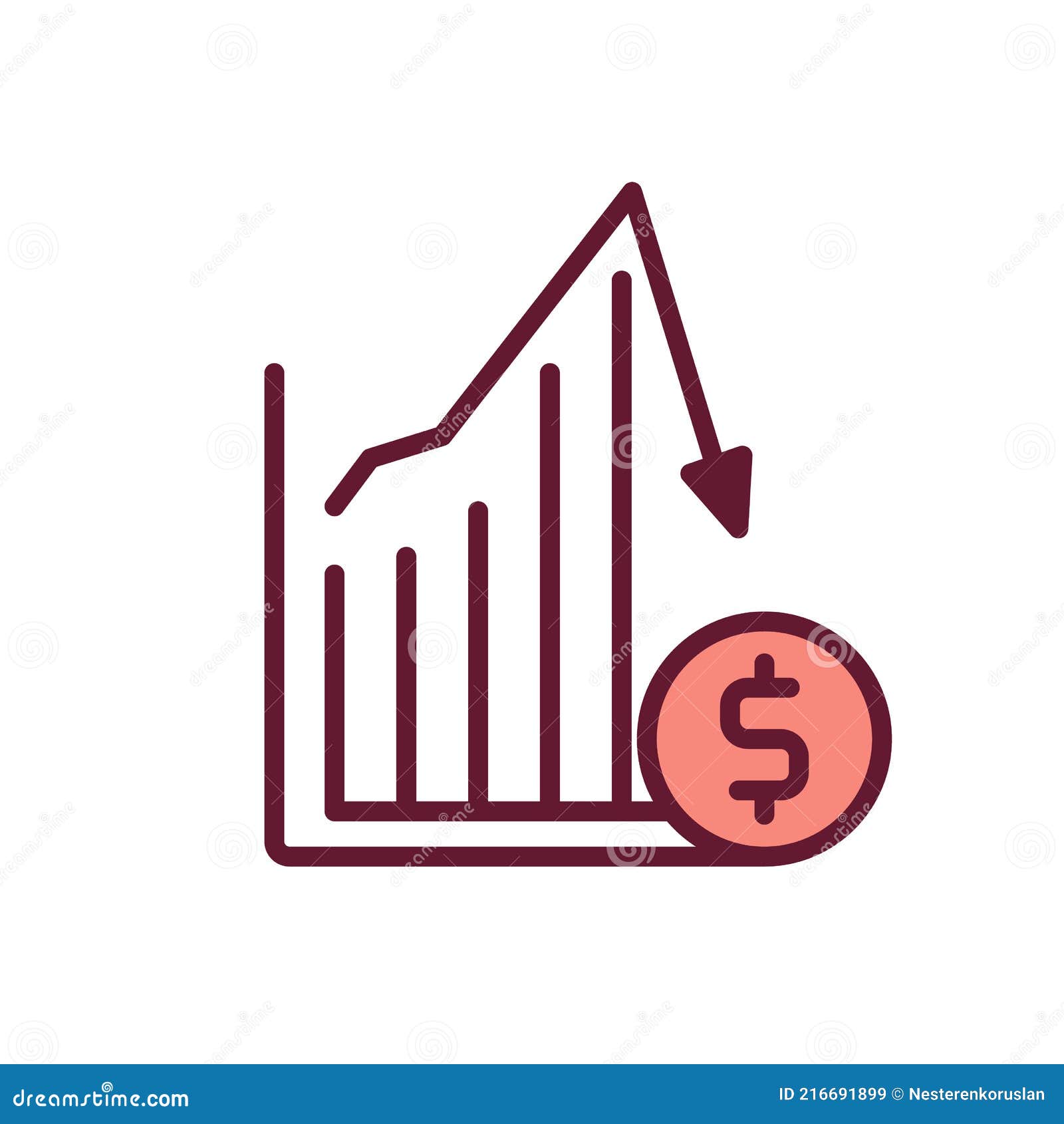 desaceleraci-n-econ-mica-rgb-icono-de-color-ilustraci-n-del-vector