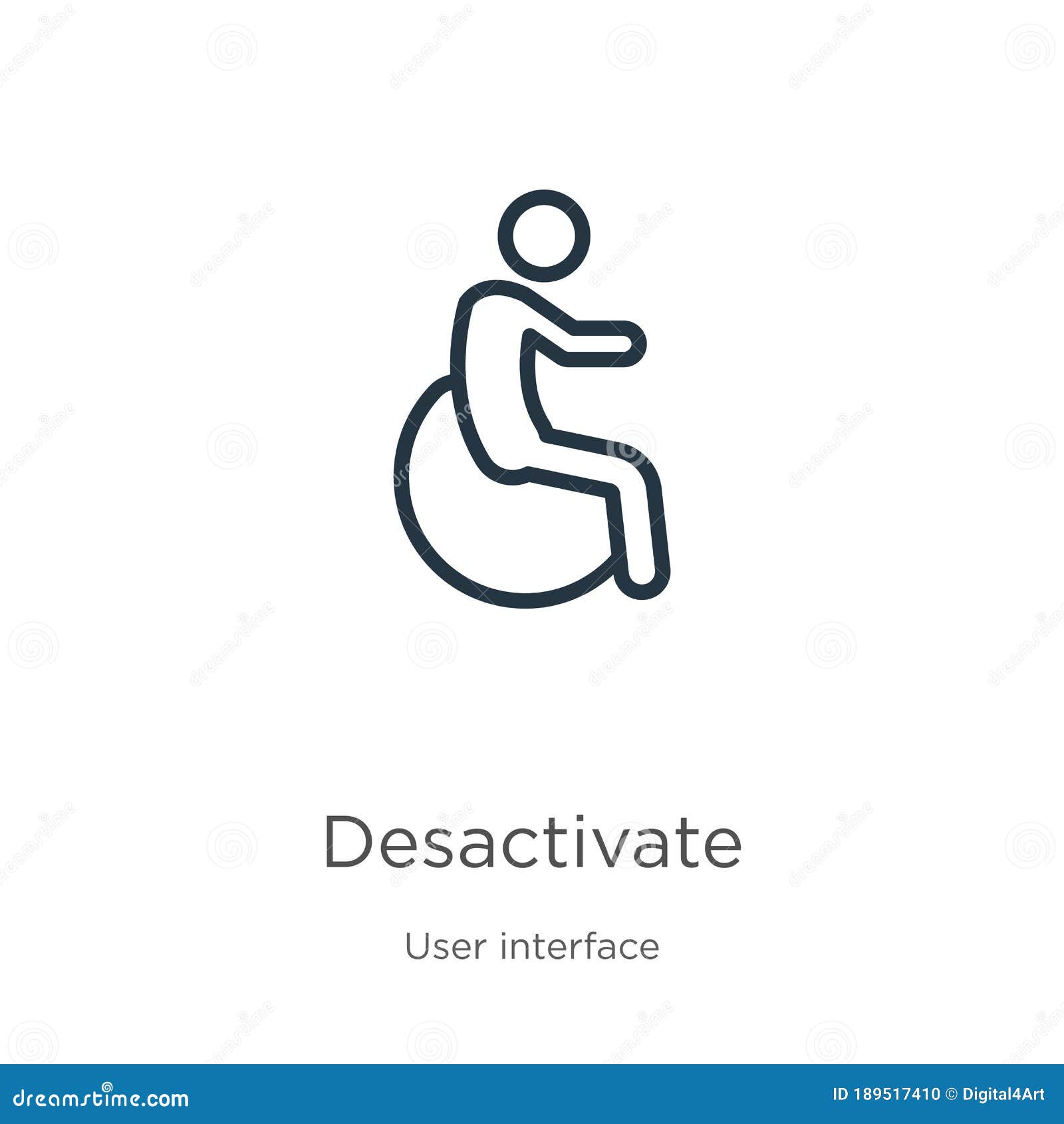 desactivate icon. thin linear desactivate outline icon  on white background from user interface collection. line 