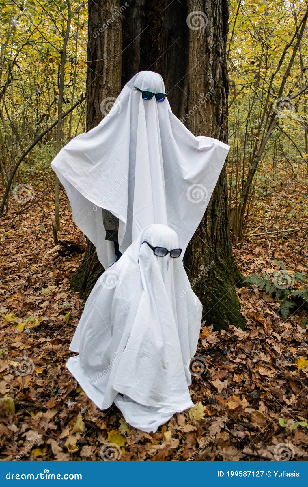 Academia Exactitud Inactivo Desafío Fantasma En El Bosque O Parque. Dos Adolescentes Irreconocibles  Disfrazados De Fantasmas Con Sábanas Blancas Y Imagen de archivo - Imagen  de lindo, retro: 199587127