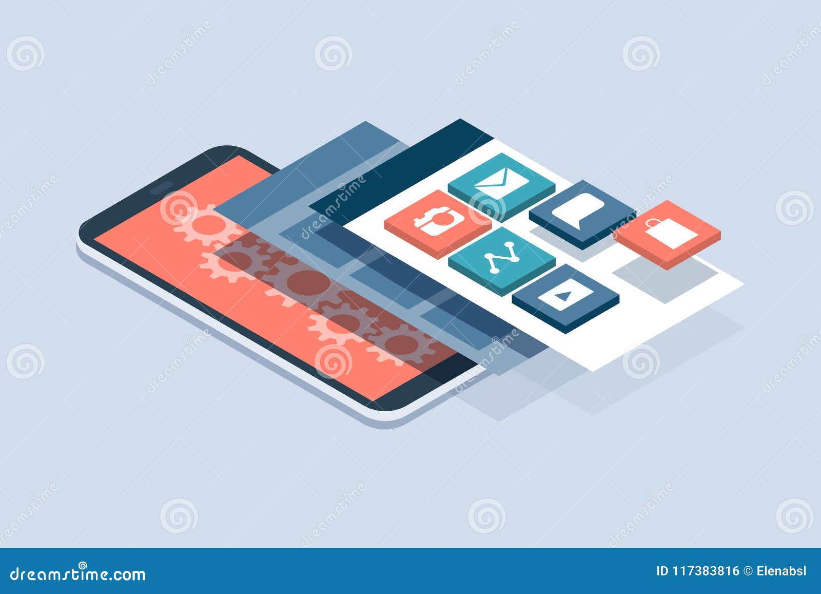 Desarrollo Y Interfaz De Usuario Del App Ilustración del Vector