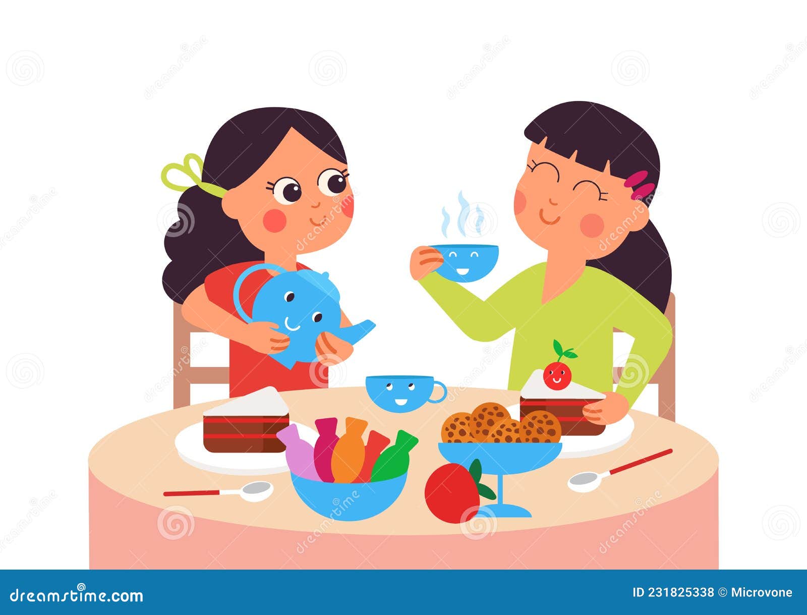 Desayuno De Niñas. Los Amigos De Dibujos Animados Del Momento Del Té Beben Juntos. Niñita Con Fiesta De Cumpleaños De Tetera Y Tor Ilustración del Vector - Ilustración de lunchtime, taza: 231825338 Desayuno De Niñas. Los Amigos De Dibujos Animados Del Momento Del Té Beben Juntos. Niñita Con Fiesta De Cumpleaños De Tetera Y Tor Ilustración del Vector - Ilustración de lunchtime, taza: 231825338