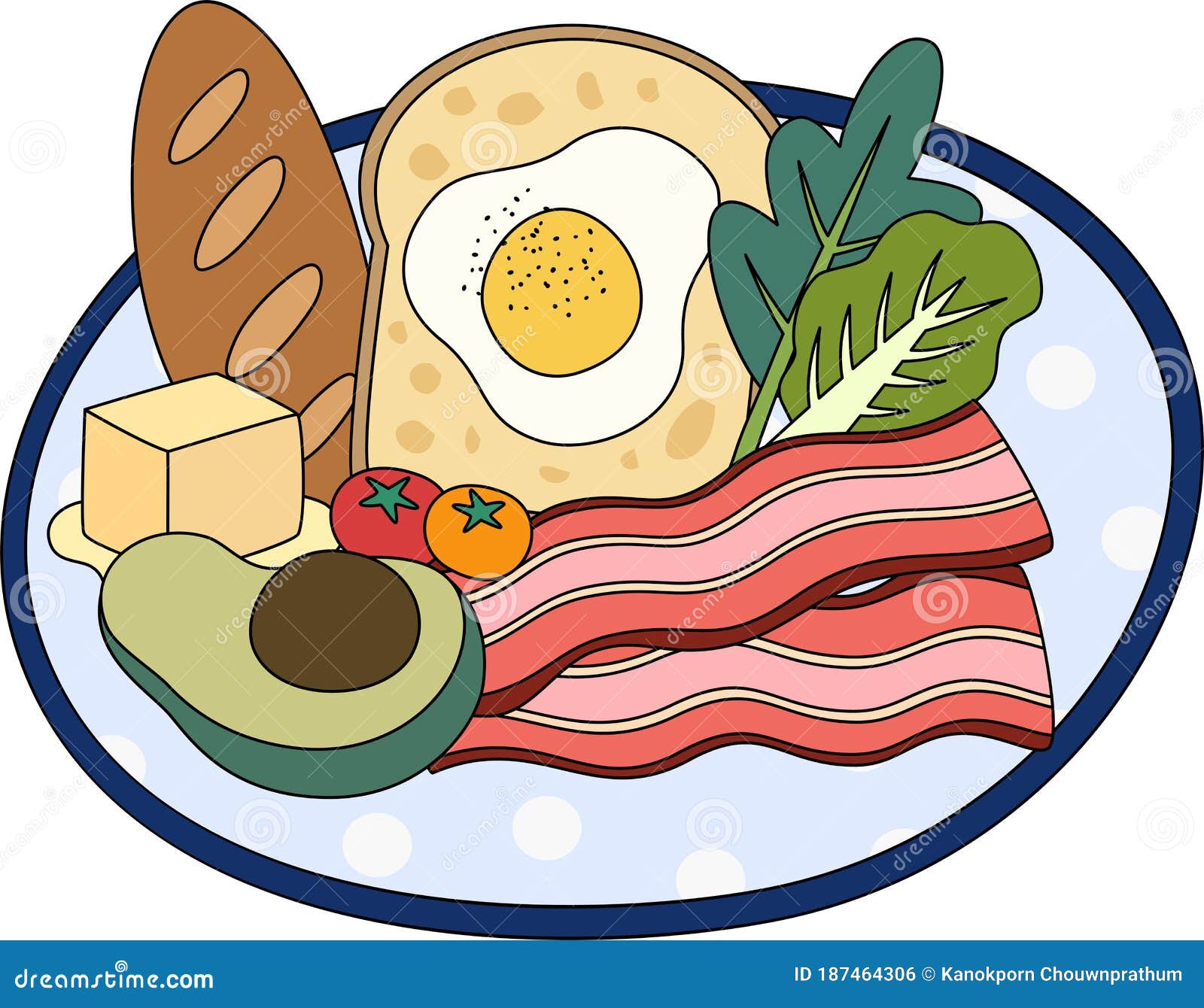 Desayuno Saludable. Conjunto De Alimentos Y Nutrición Ilustración del  Vector - Ilustración de lindo, arte: 187464306