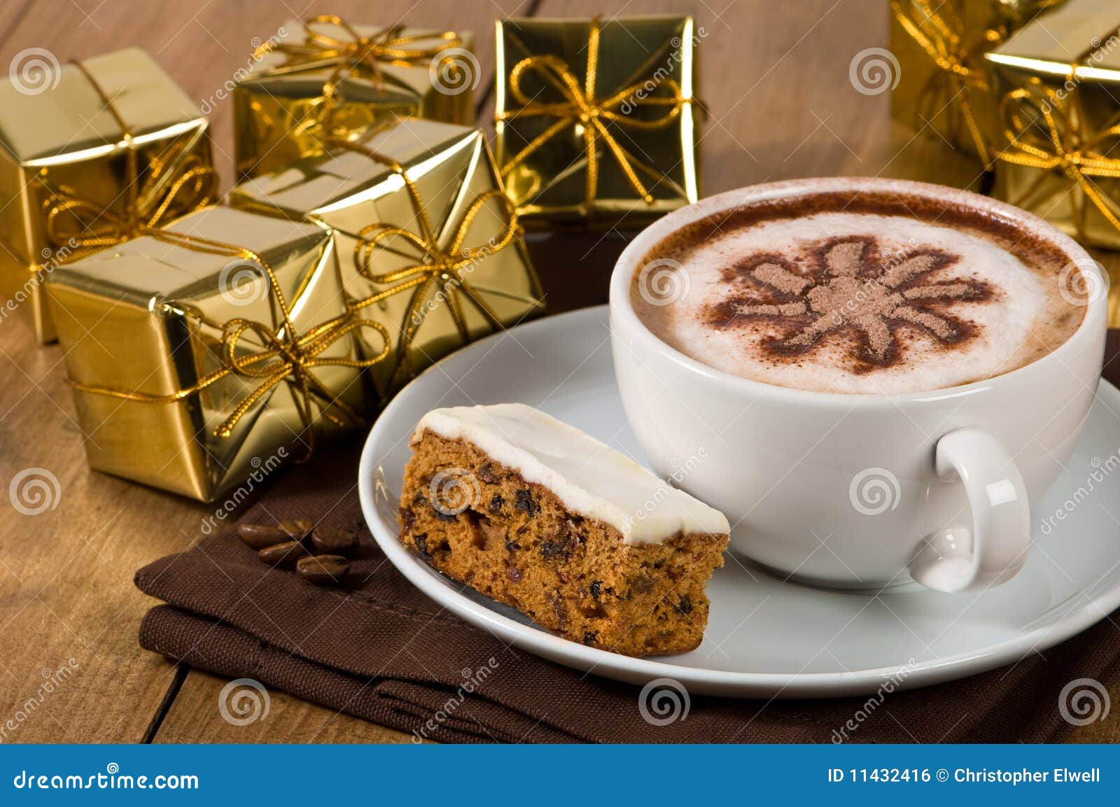 Descanso Para Tomar Café De La Navidad Foto de archivo