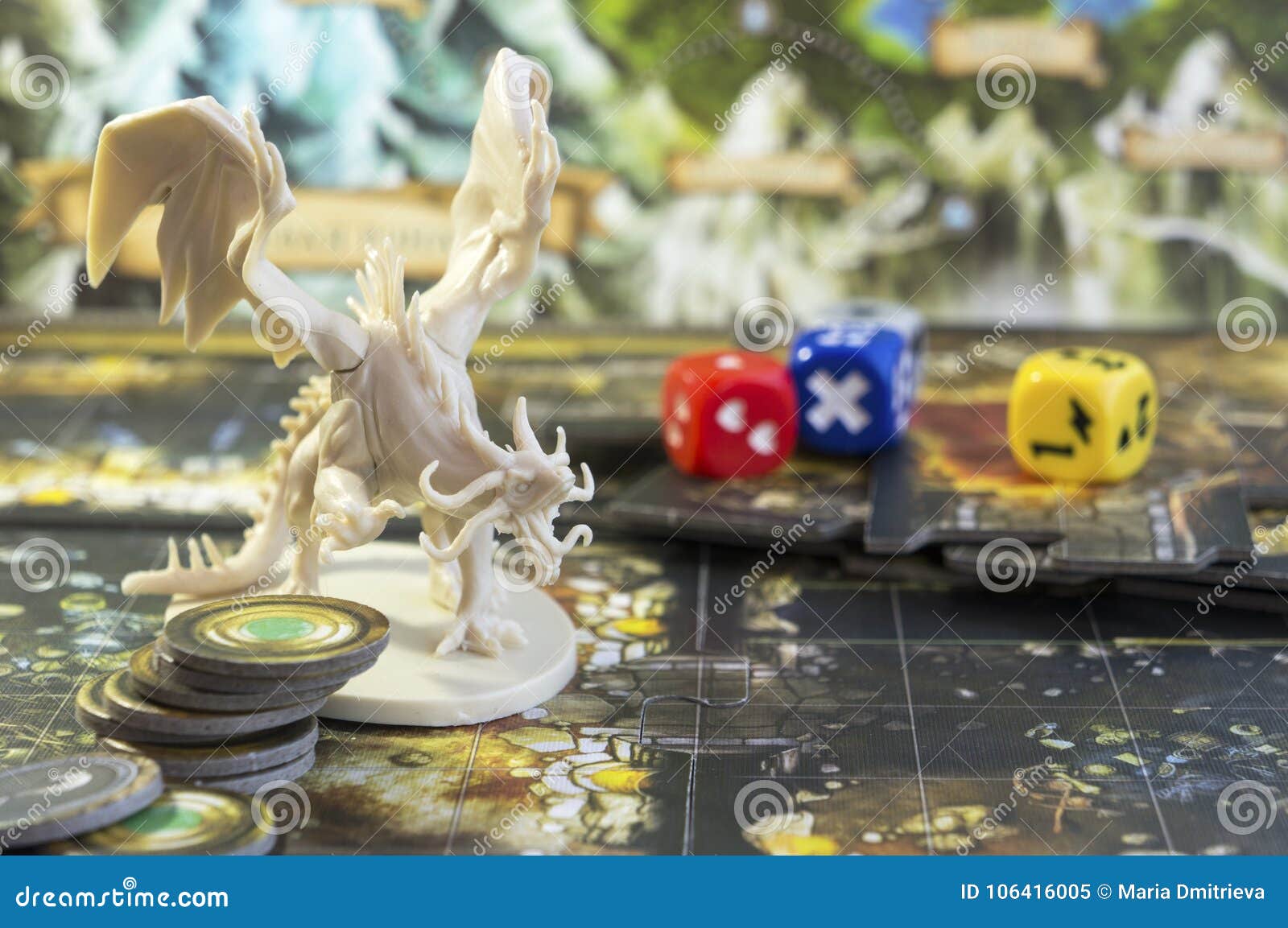 Roleplay Game With Dragons In Dungeon. Yellow Field Dice. Stock Photo,  Picture and Royalty Free Image. Image 92658000.