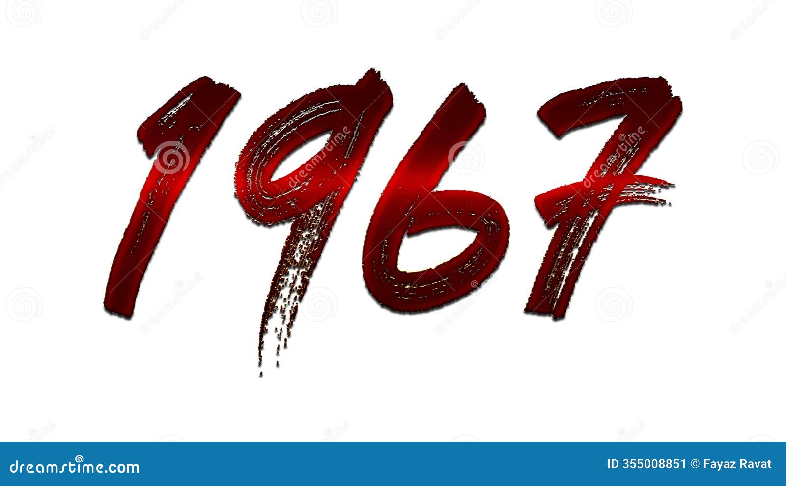 3d blood red number  of 1967 on white background