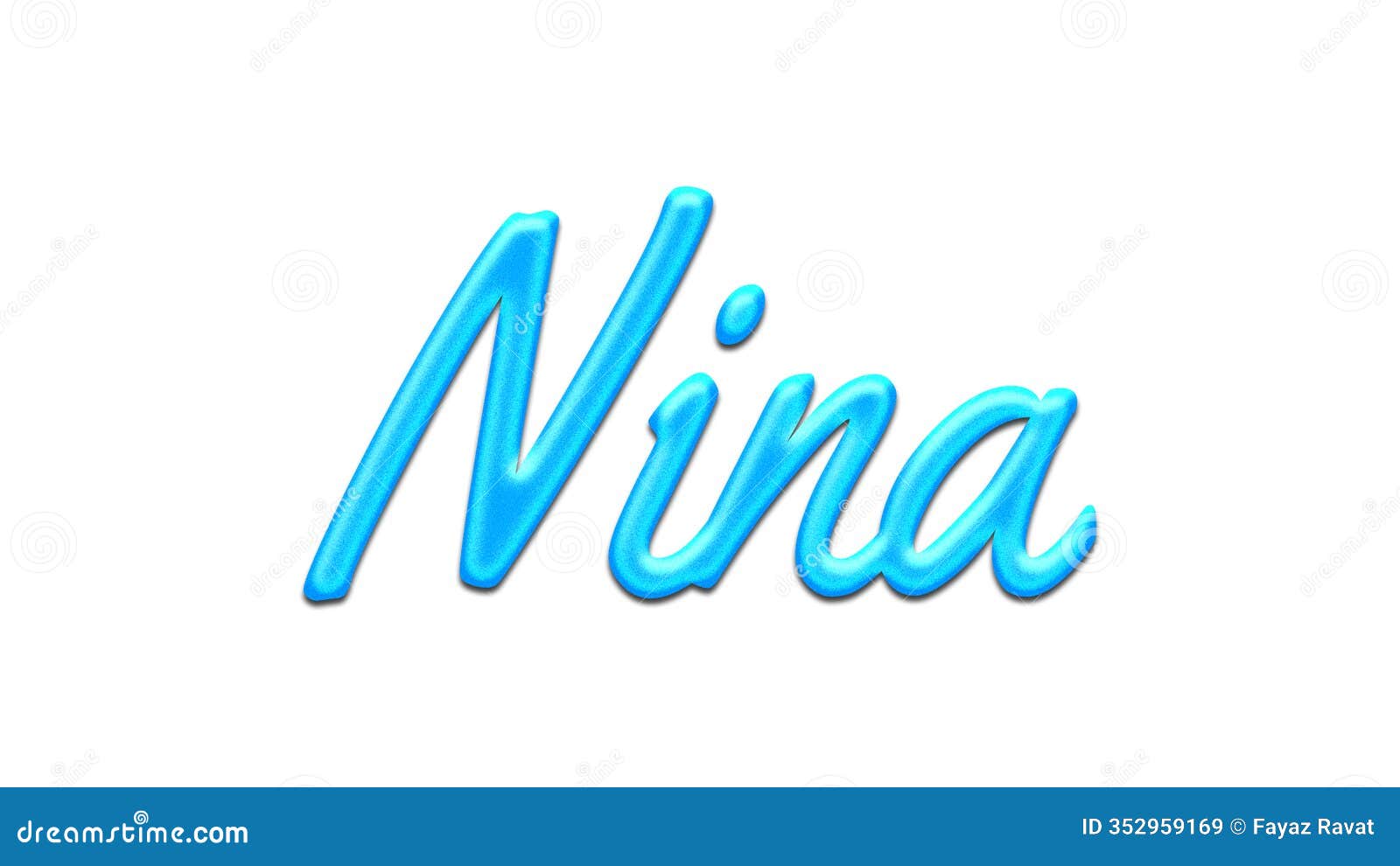 glowing blue effect of name nina on white background.