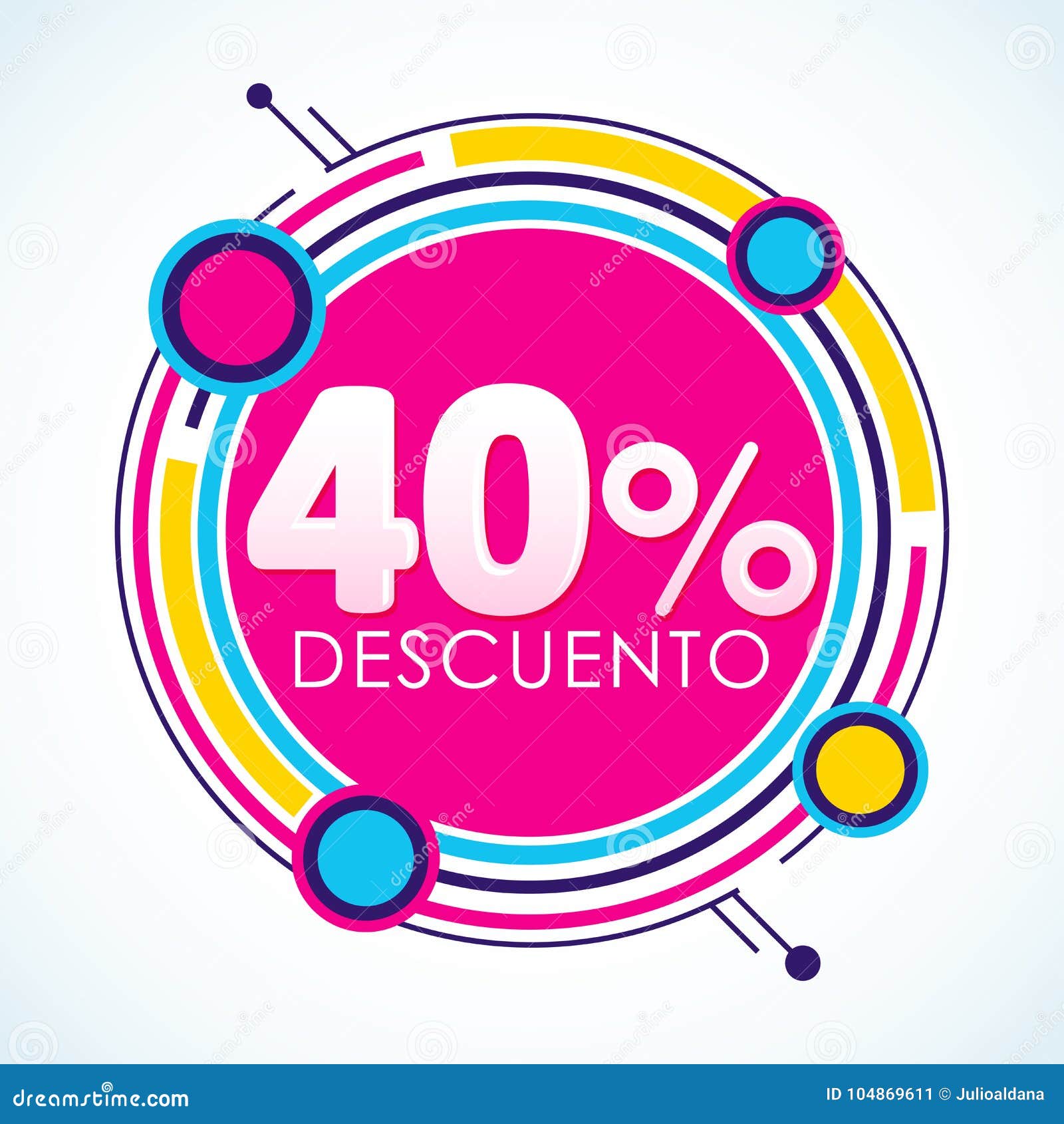 40% descuento, 50% discount sticker spanish text, sale tag