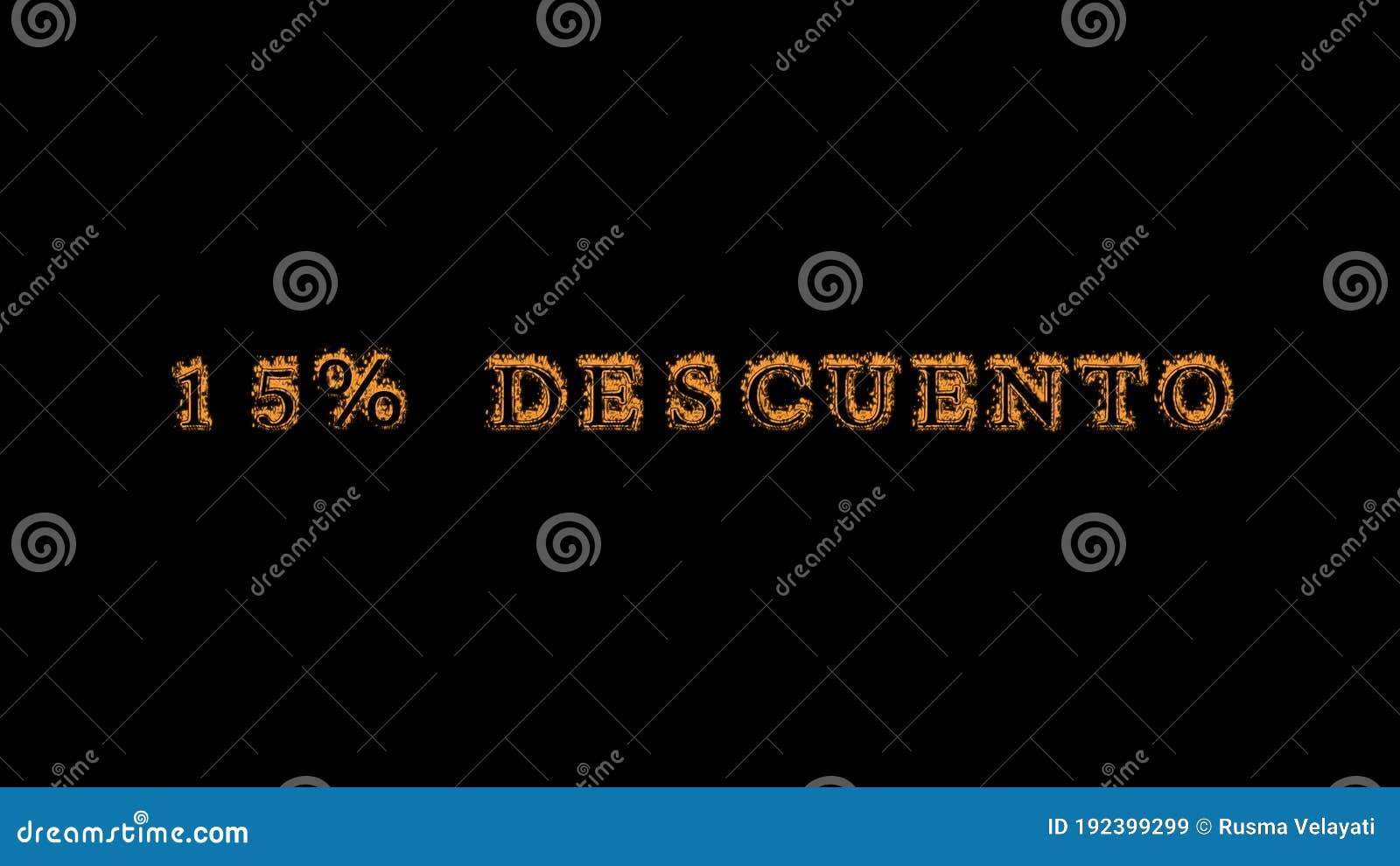 15% descuento fire text effect black background