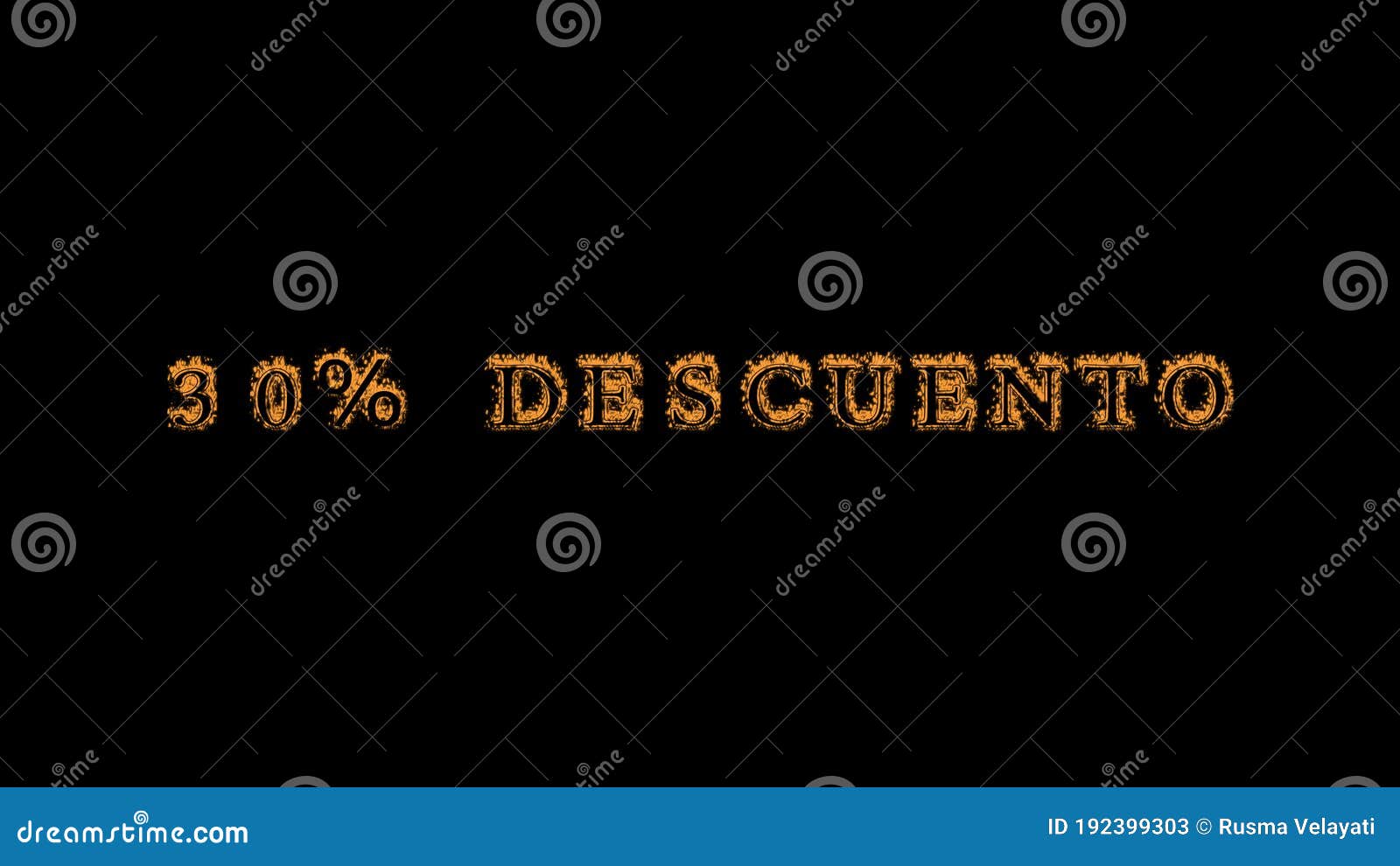 30% descuento fire text effect black background