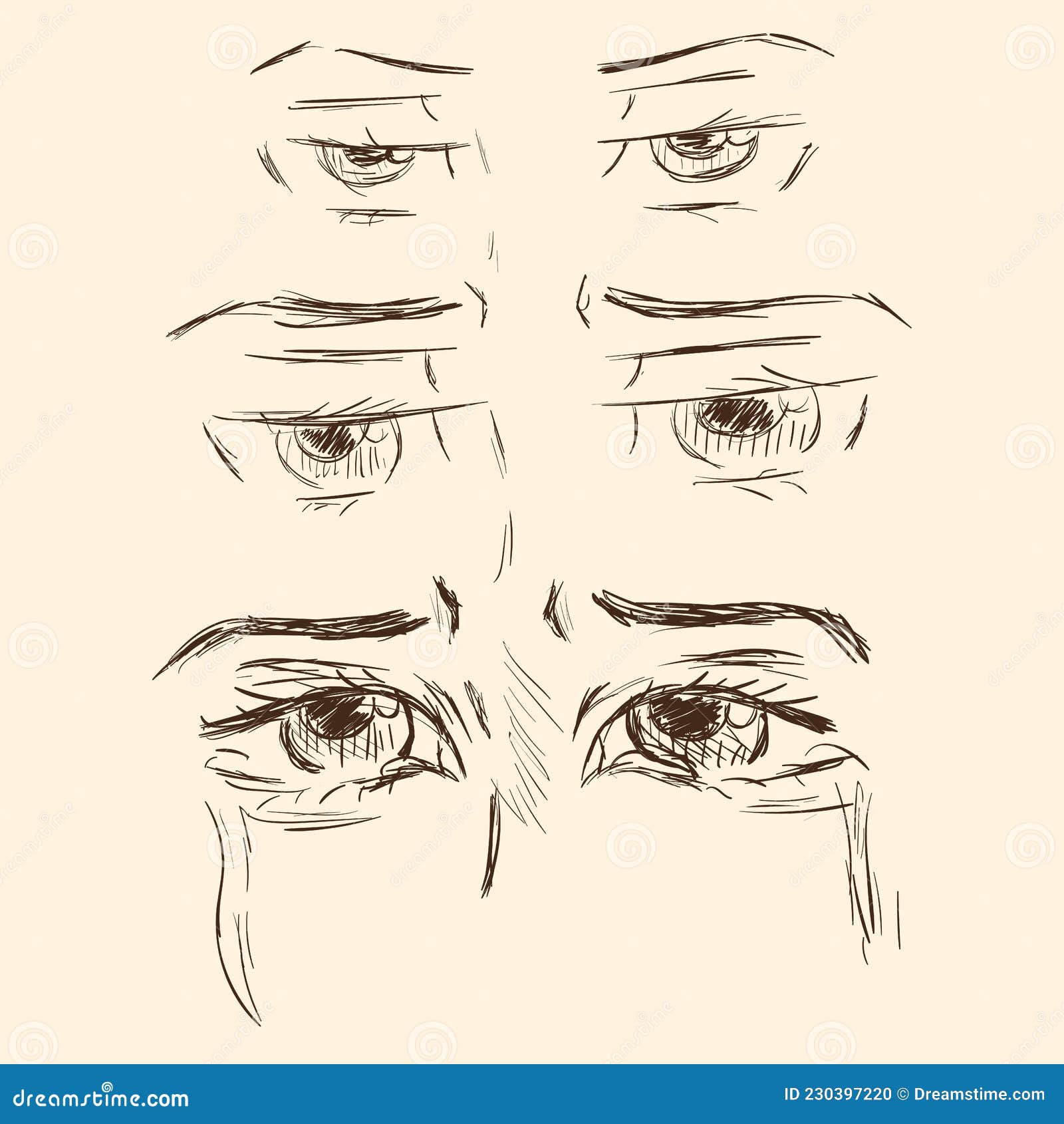 Desenhando Olhos De Emoções Chorando E Tristeza Ilustração do Vetor -  Ilustração de naughty, olho: 230397220