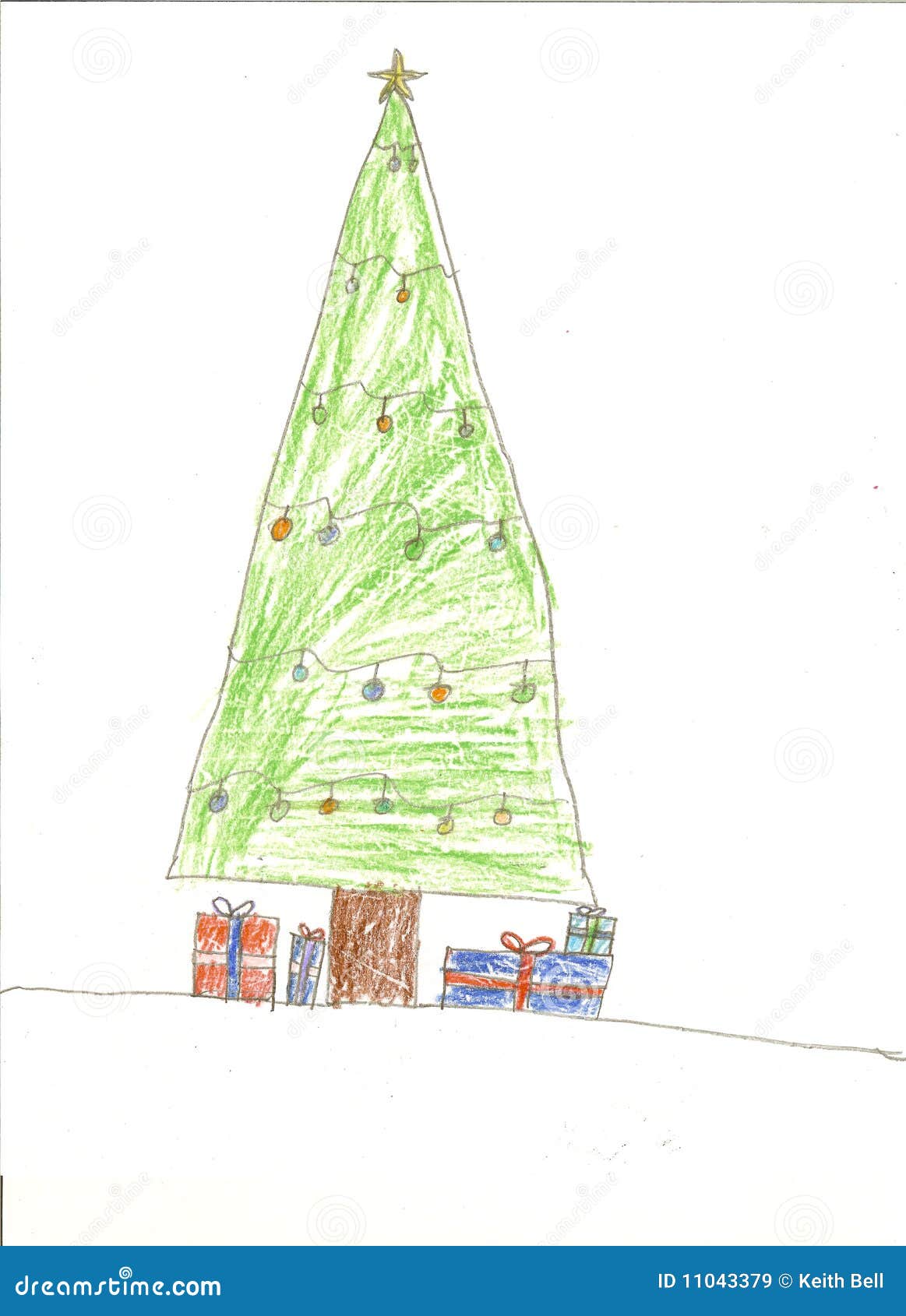Desenhar Da árvore E Dos Presentes De Natal Ilustração Stock - Ilustração  de feriados, clau: 11043379