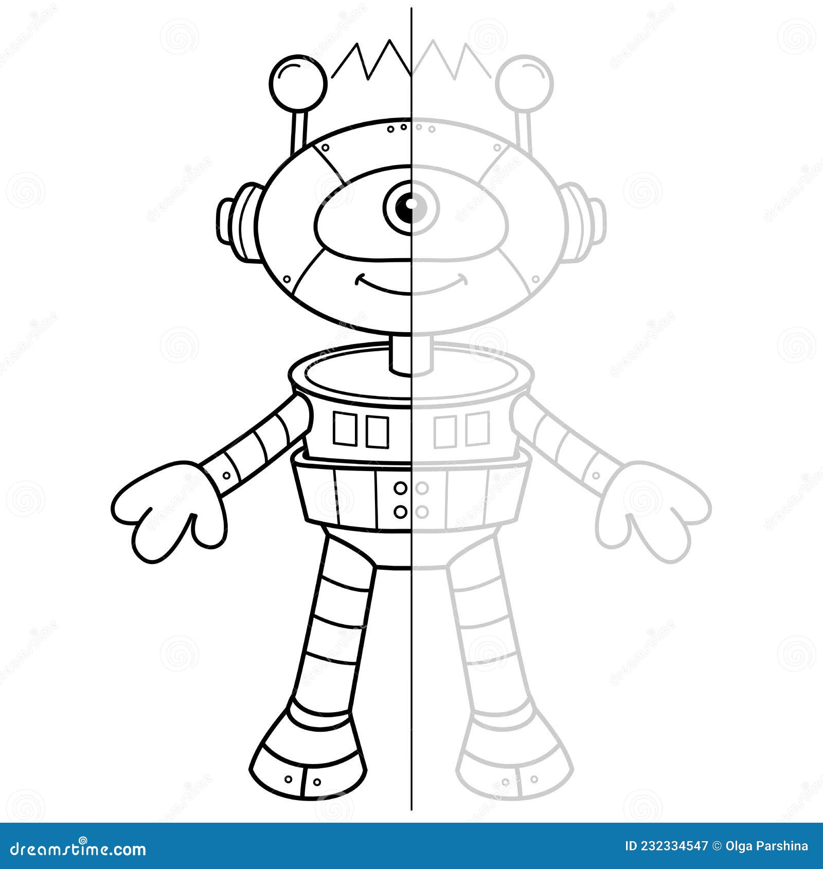 Jogo De Quebra-cabeças Para Crianças Desenhar Simetricamente E Pintar  Tópico De Página De Coloração Do Robô De Desenho Animado Li Ilustração do  Vetor - Ilustração de robô, menino: 164581542