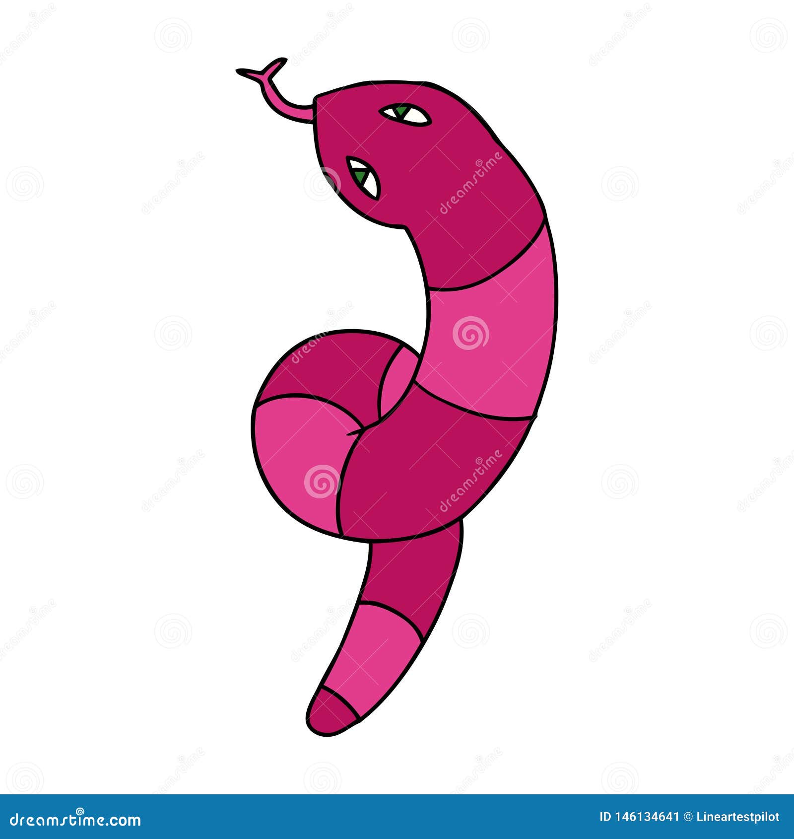 Desenho Animado Autocolante Desenhado Mão Livre Uma Cobra Longa