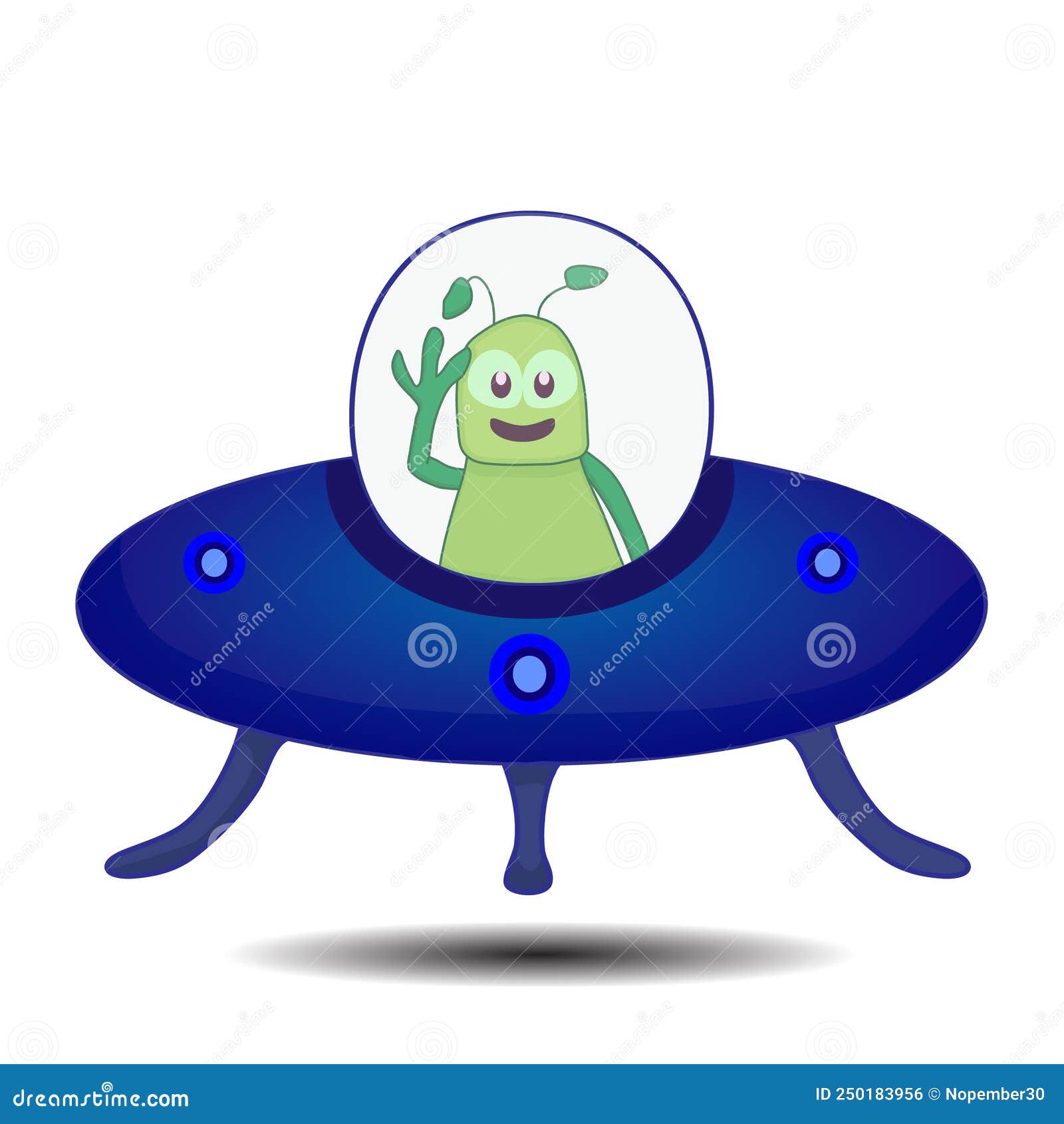 Desenho Animado Azul Ufo Verde Alienígena Ilustração do Vetor - Ilustração  de cosmos, grampo: 250183956