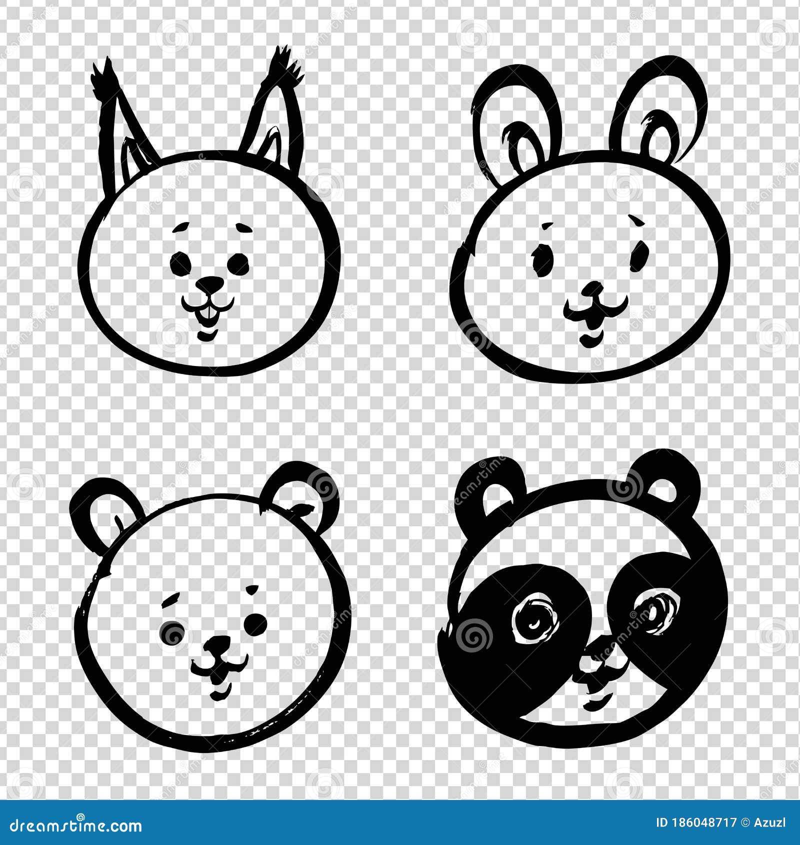 Urso Panda Ou Bambu Desenho Simples De Pincel Preto E Branco