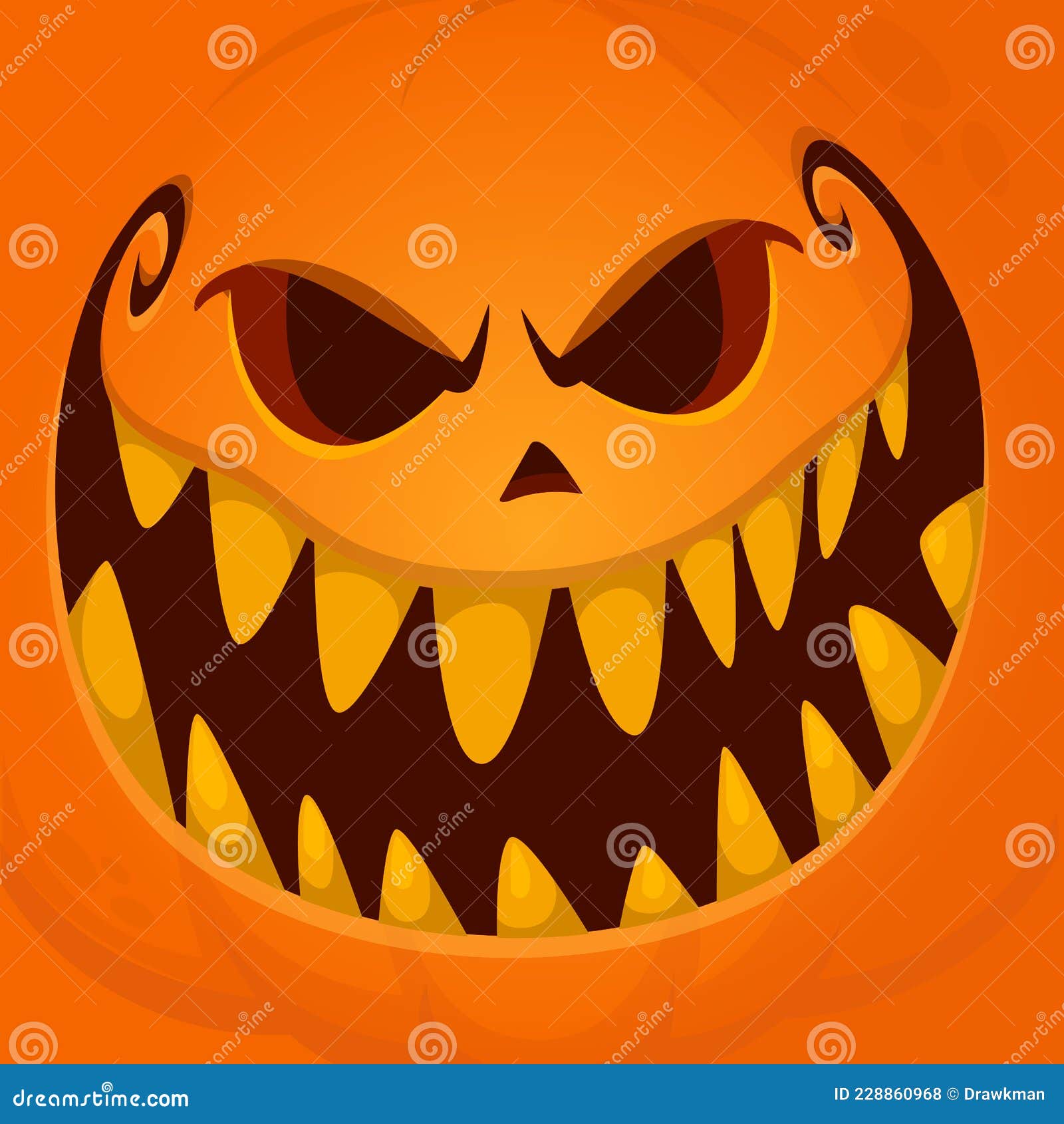 Cara Assustadora De Abóbora De Uma Criatura De Halloween Com Boca
