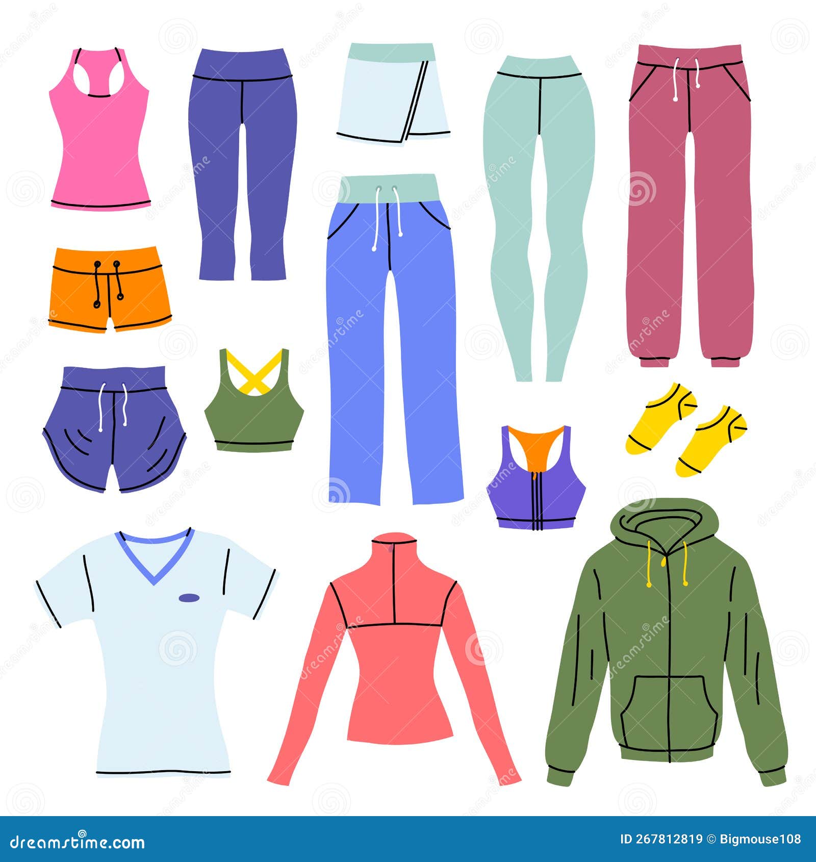 https://thumbs.dreamstime.com/z/desenho-animado-cor-vestimenta-roupa-diferente-vetor-de-diferentes-roupas-pr%C3%B3prias-para-treino-desportivo-e-estilo-design-plano-267812819.jpg