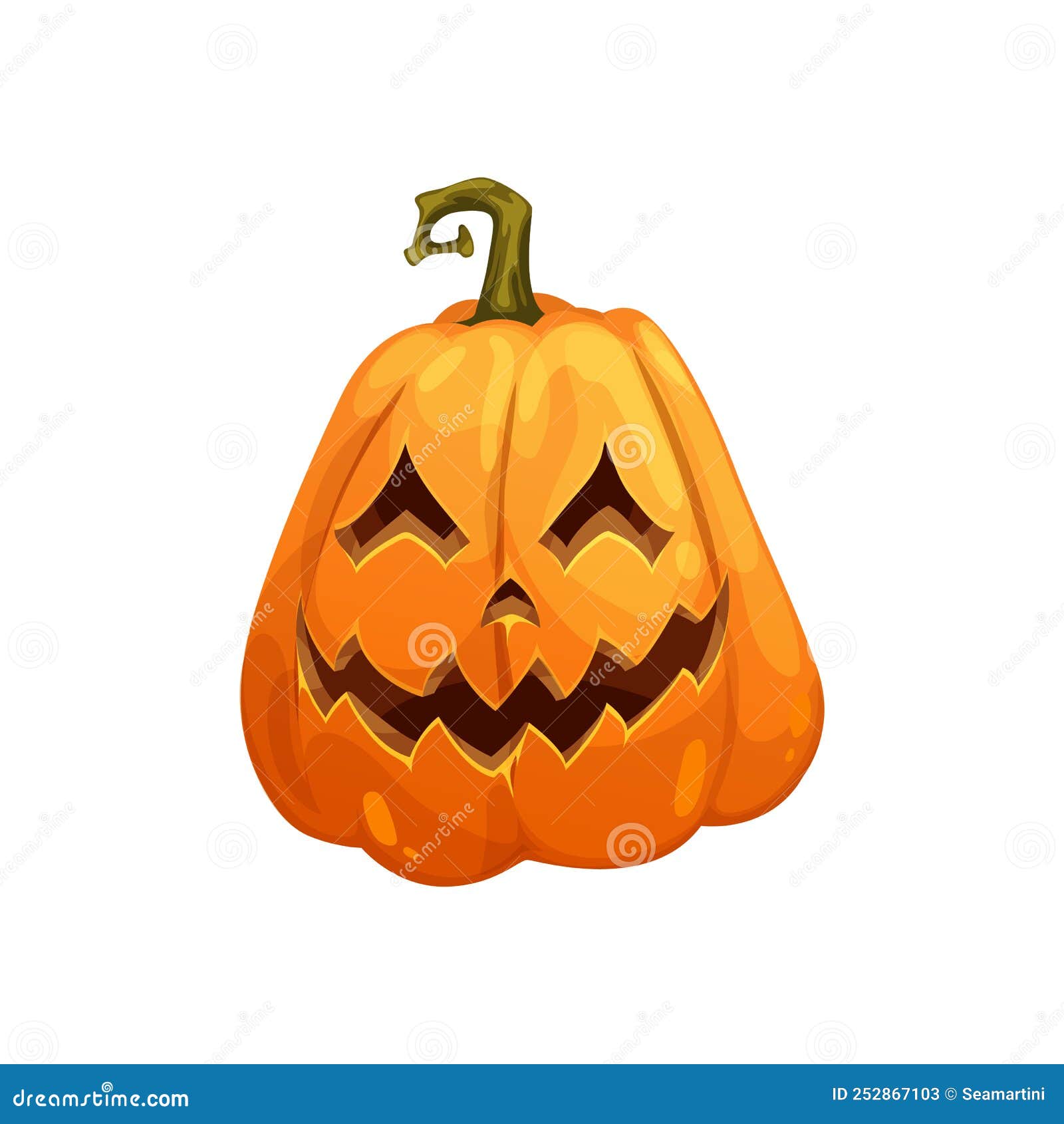 abóbora de halloween dos desenhos animados com cara assustadora no