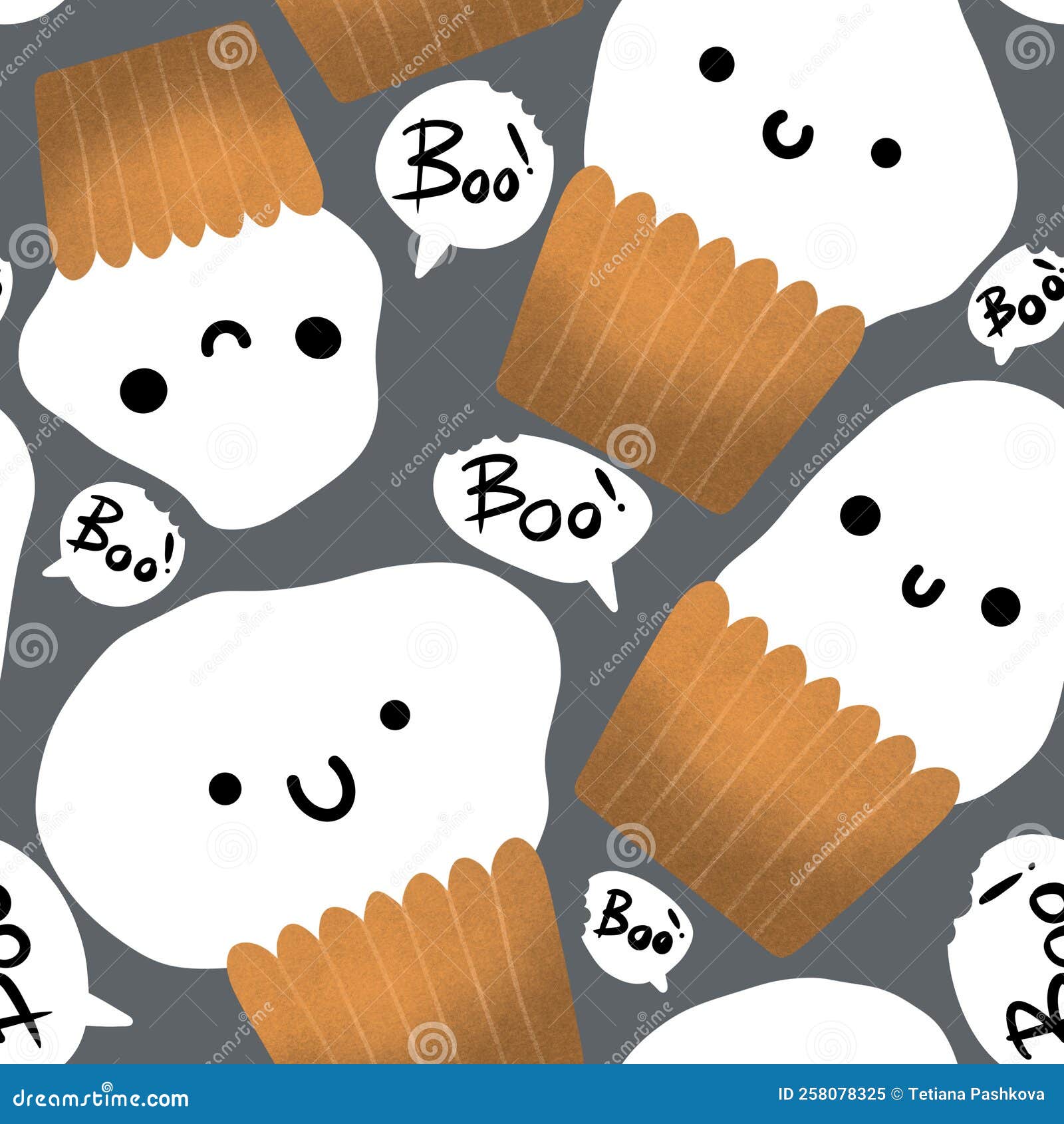 Desenho Animado De Bolo De Halloween Padrão Fantasma De Kawaii Sem Costura  Para Papel De Embrulho E Crianças Impressão De Roupas E Ilustração Stock -  Ilustração de perfeita, papel: 258078325