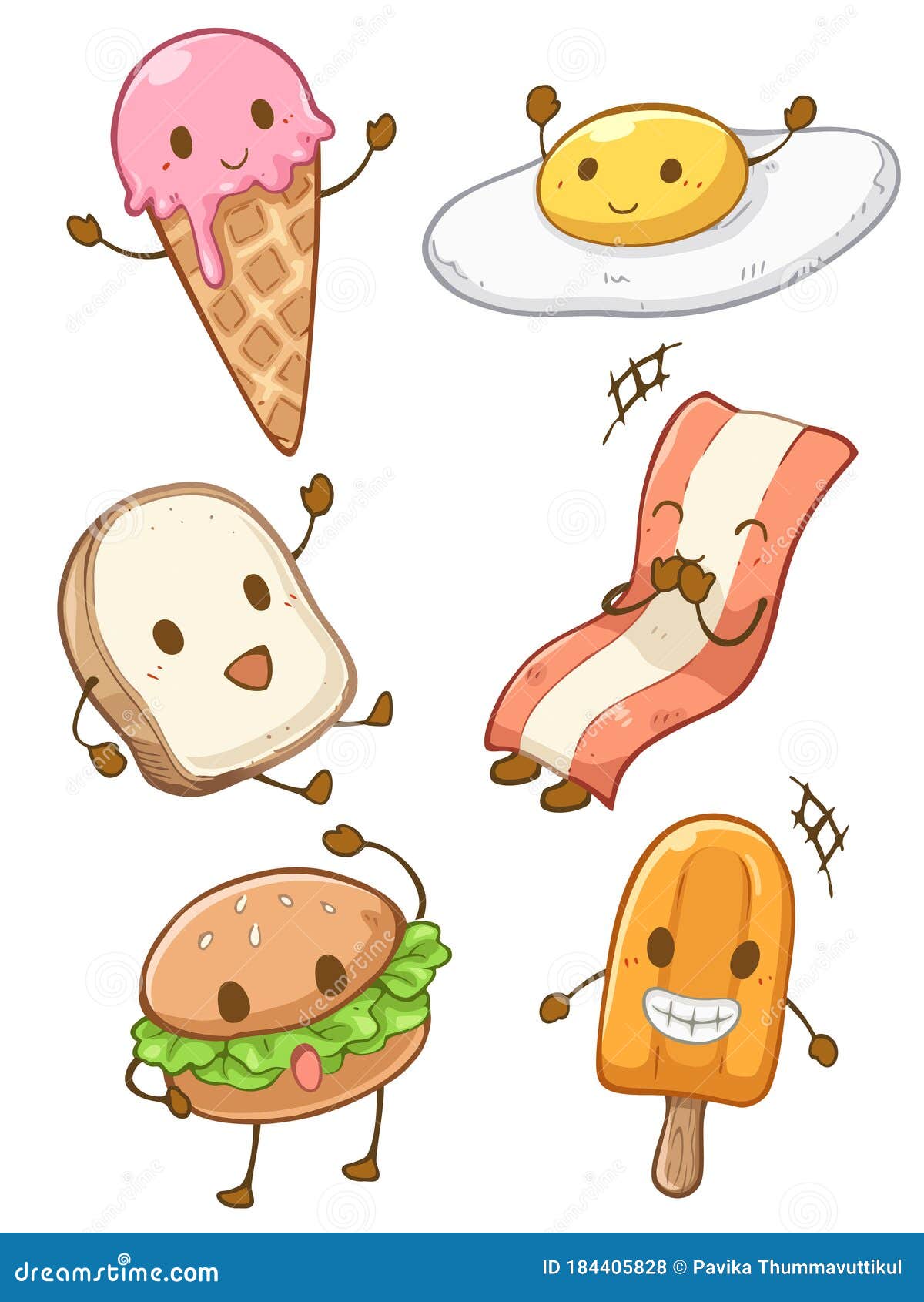 Desenho de comida lixo kawaii bonito