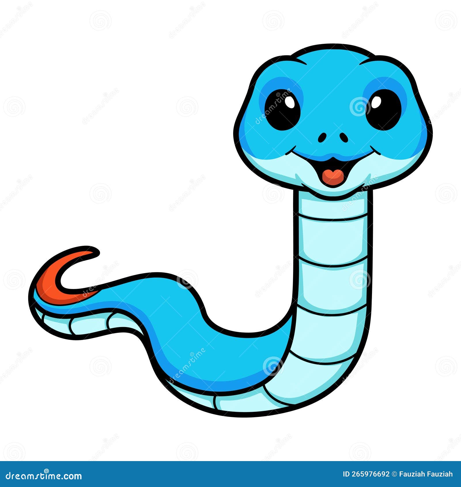 Cobra Azul-bebê Alegre. Ilustração De Estilo De Desenho Animado