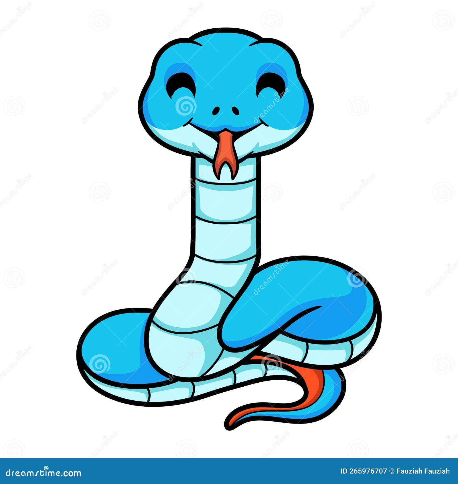 Cobra Em Um Fundo Azul, Plano, Desenho Animado Royalty Free SVG