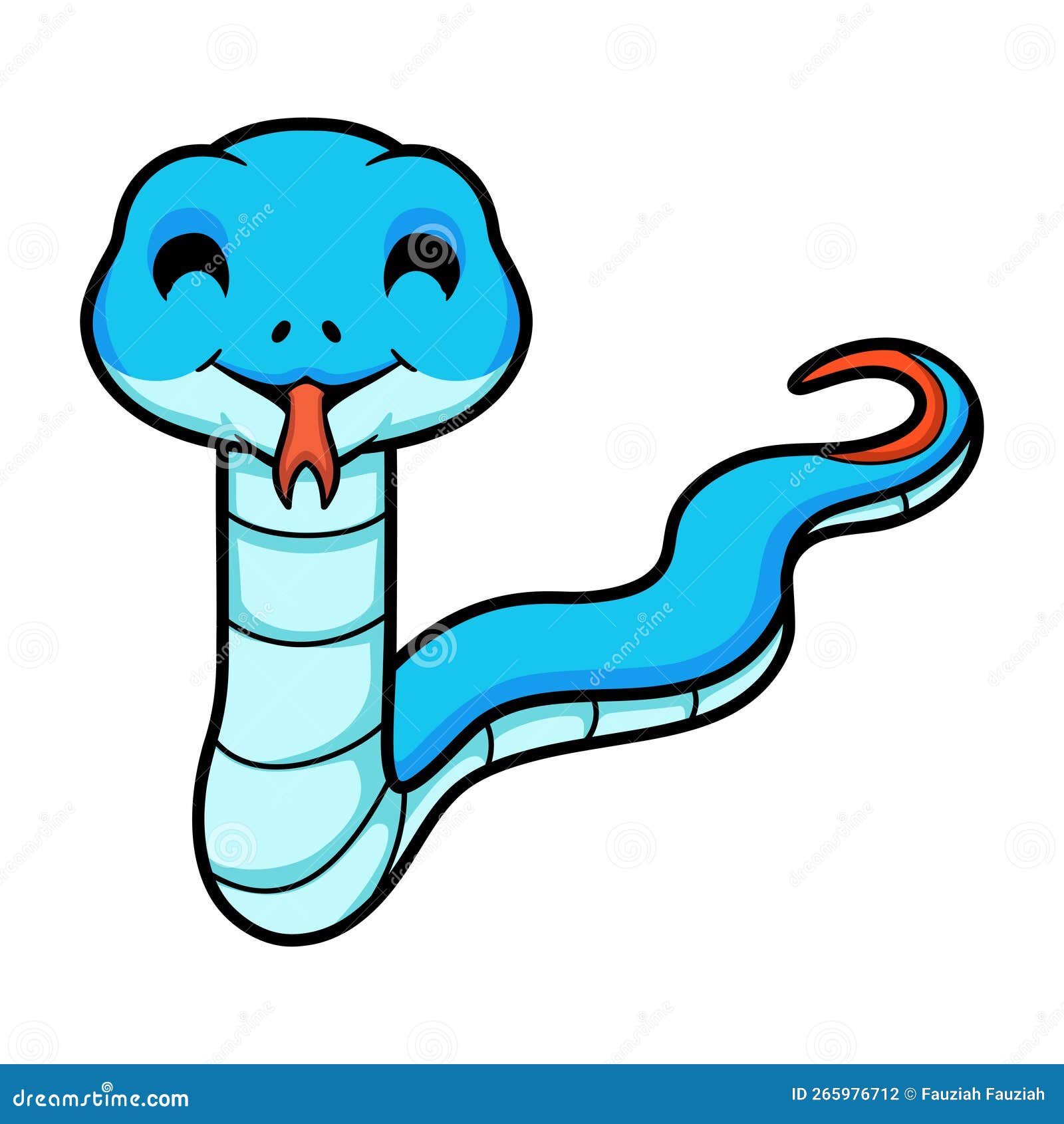 Desenho Animado De Víbora De Cobra Azul-giro Ilustração do Vetor