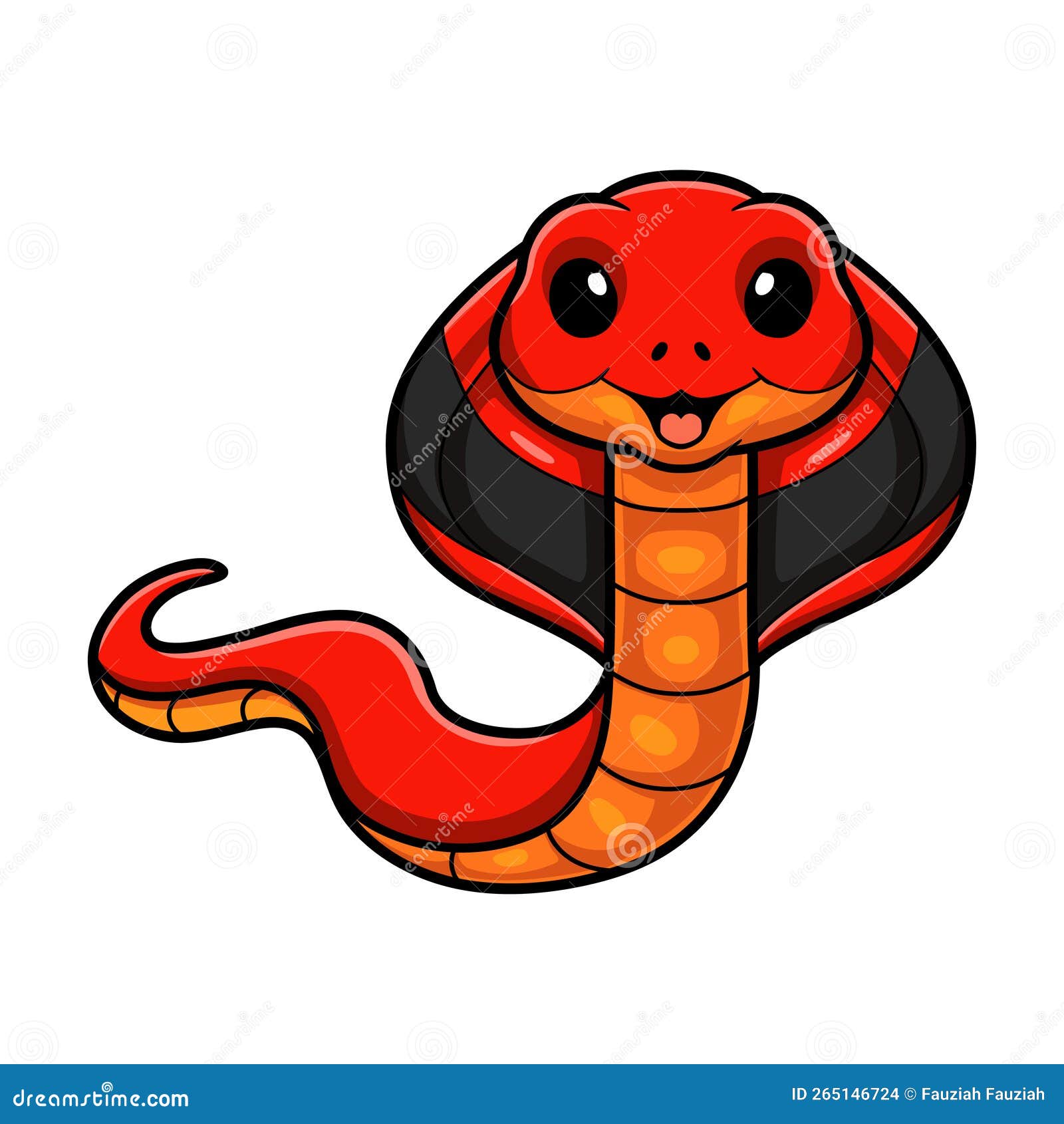 Bonito desenho de cobra cuspideira vermelha no galho de árvore