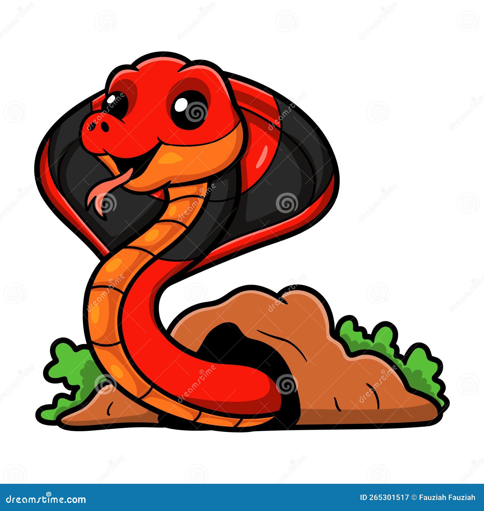 Desenho Animado De Cobra-cuspideira Vermelha Ilustração do Vetor