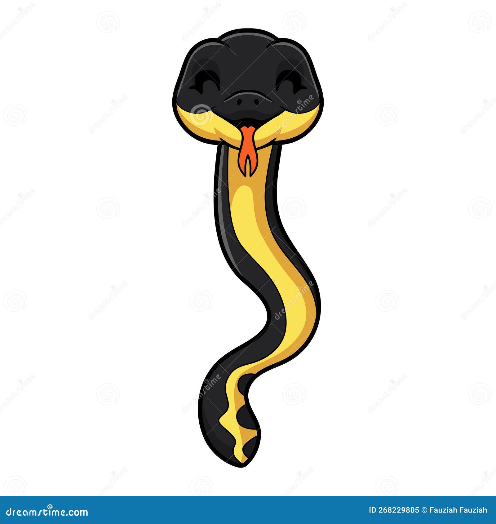 Cobra python engraçada fofa dos desenhos animados na árvore da