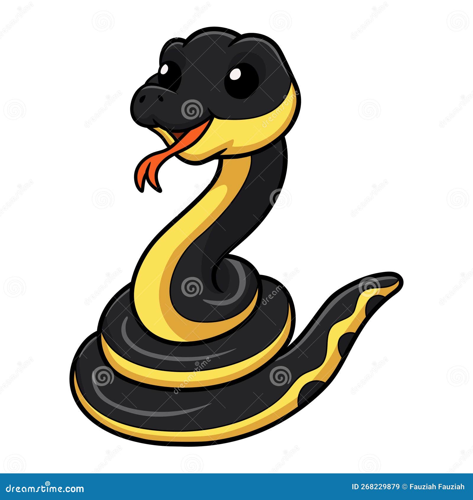 Uma cobra de desenho animado com rosto azul e olhos amarelos