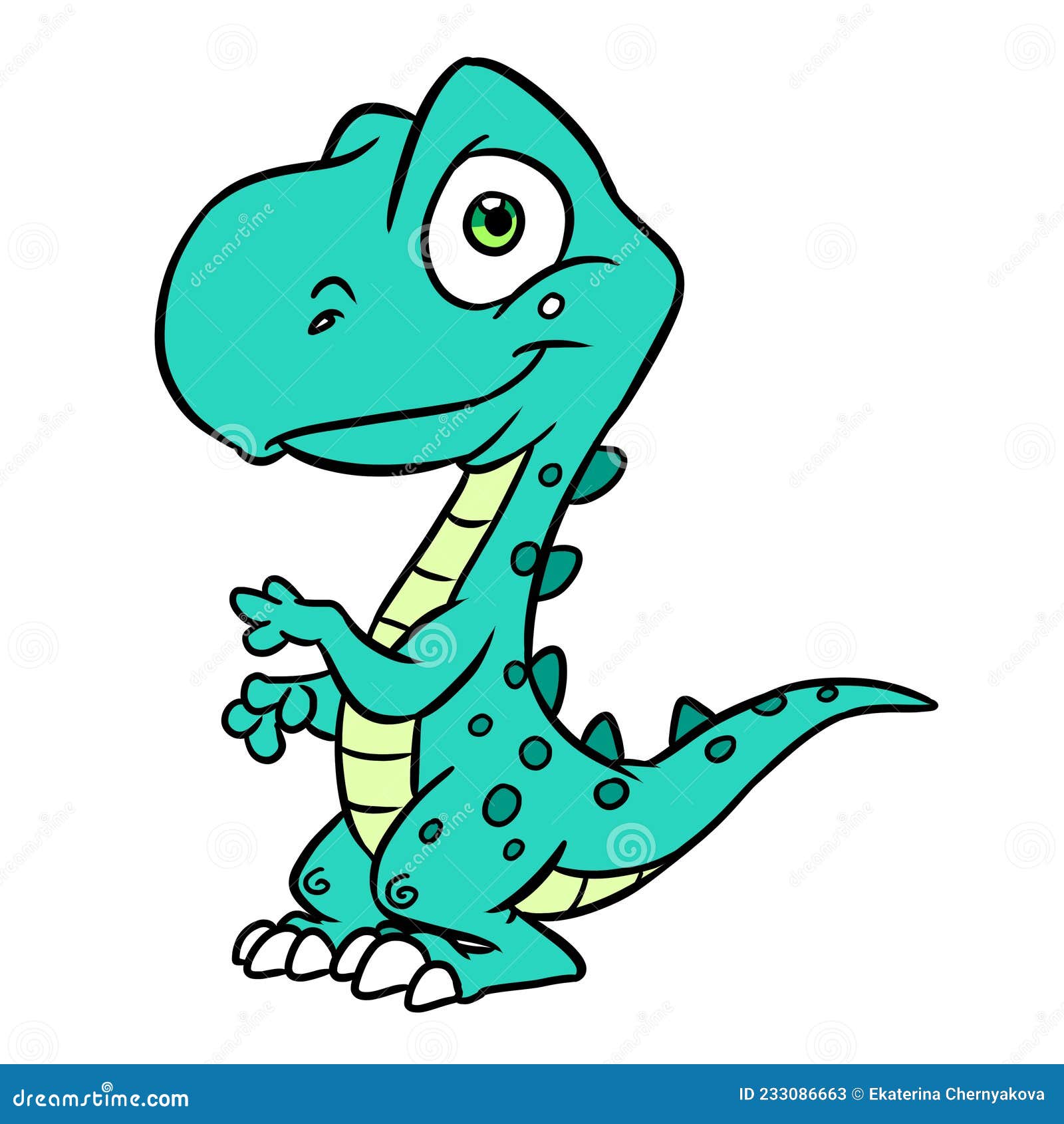 Ilustração de dinossauro verde Cartoon — Ilustração de Stock
