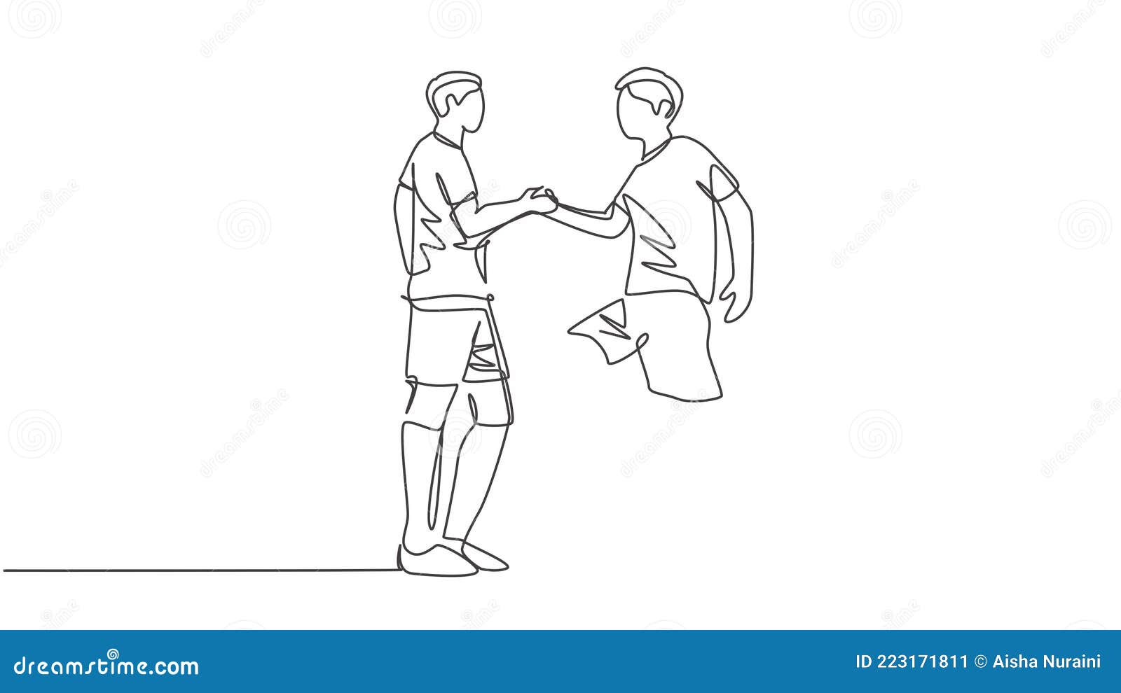 Desenho de linha única de dois jogadores de futebol lutando pela bola no  jogo esporte de partida de futebol