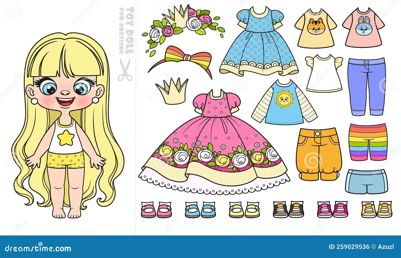 Vestir-se boneca para colorir desenho desenhos animados doodle