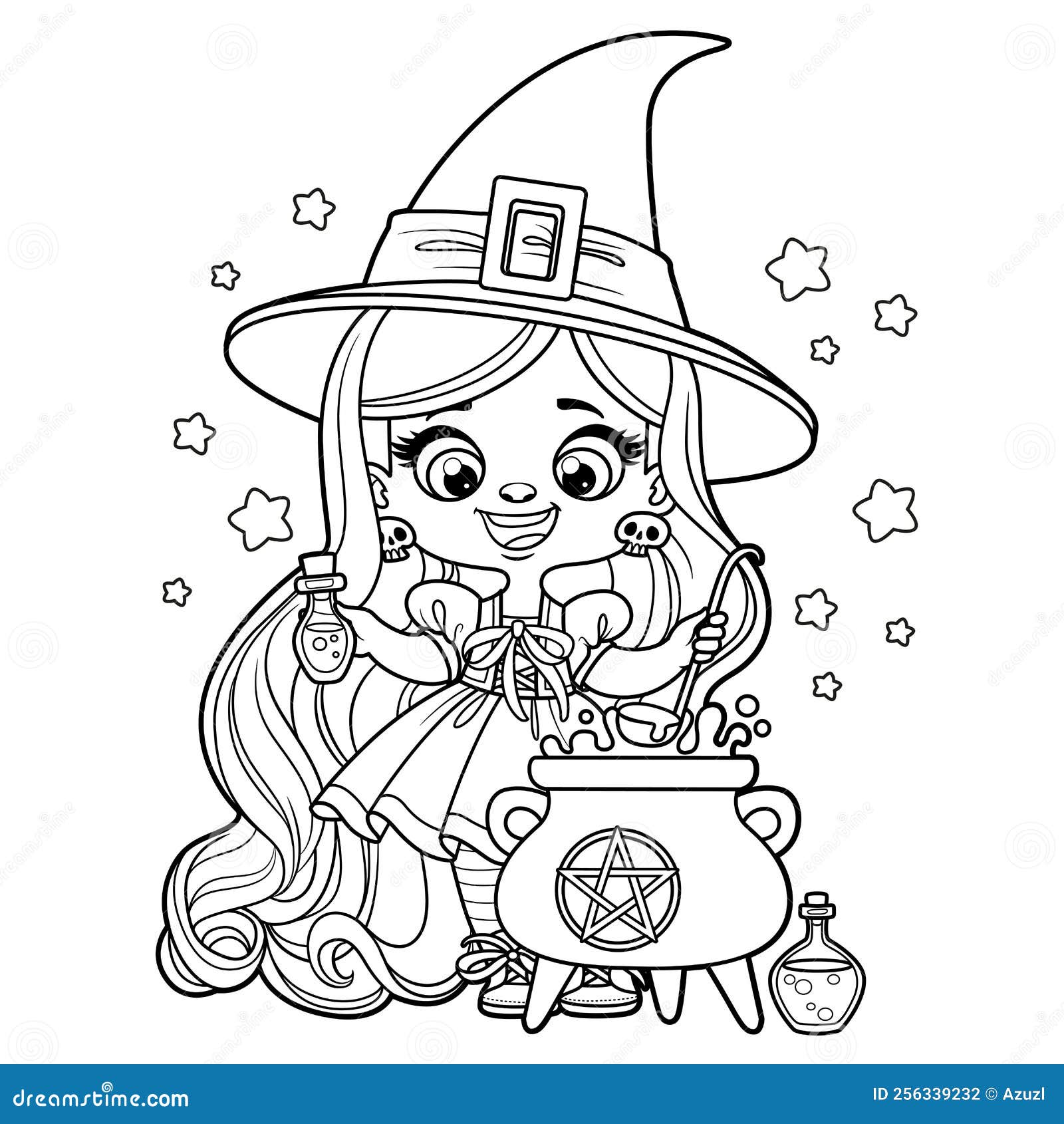 Desenho de Menina bruxa do Halloween para Colorir - Colorir.com