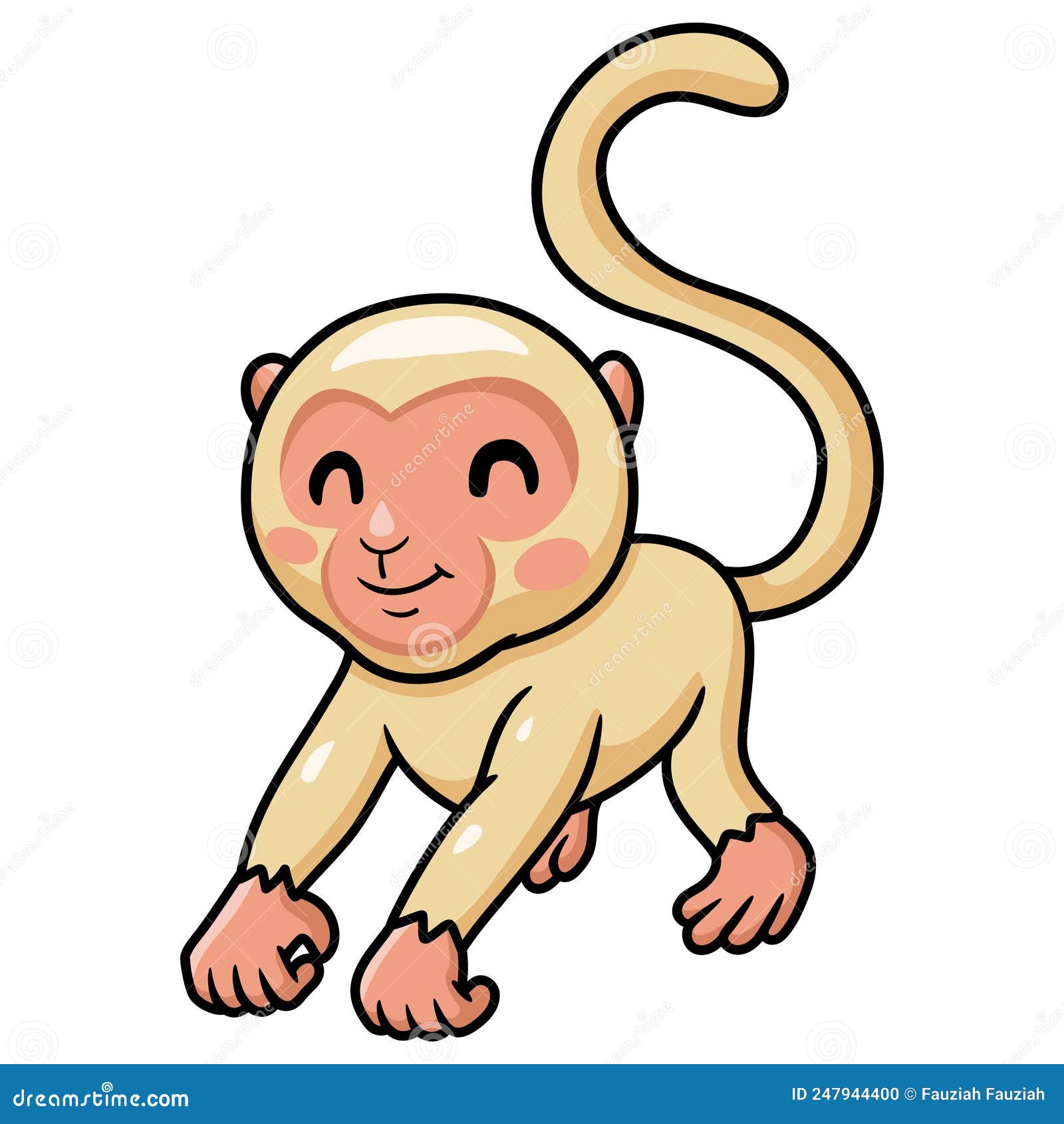 Vetores de Desenho Animado De Macaco Albino Fofo Acenando Com A