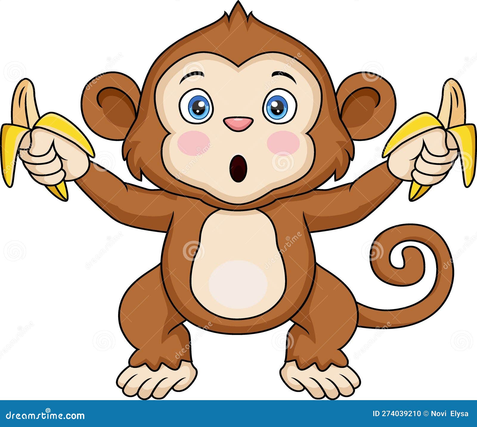 Ilustração Vetorial Bonito Bebê Macaco Desenho Animado Sentado